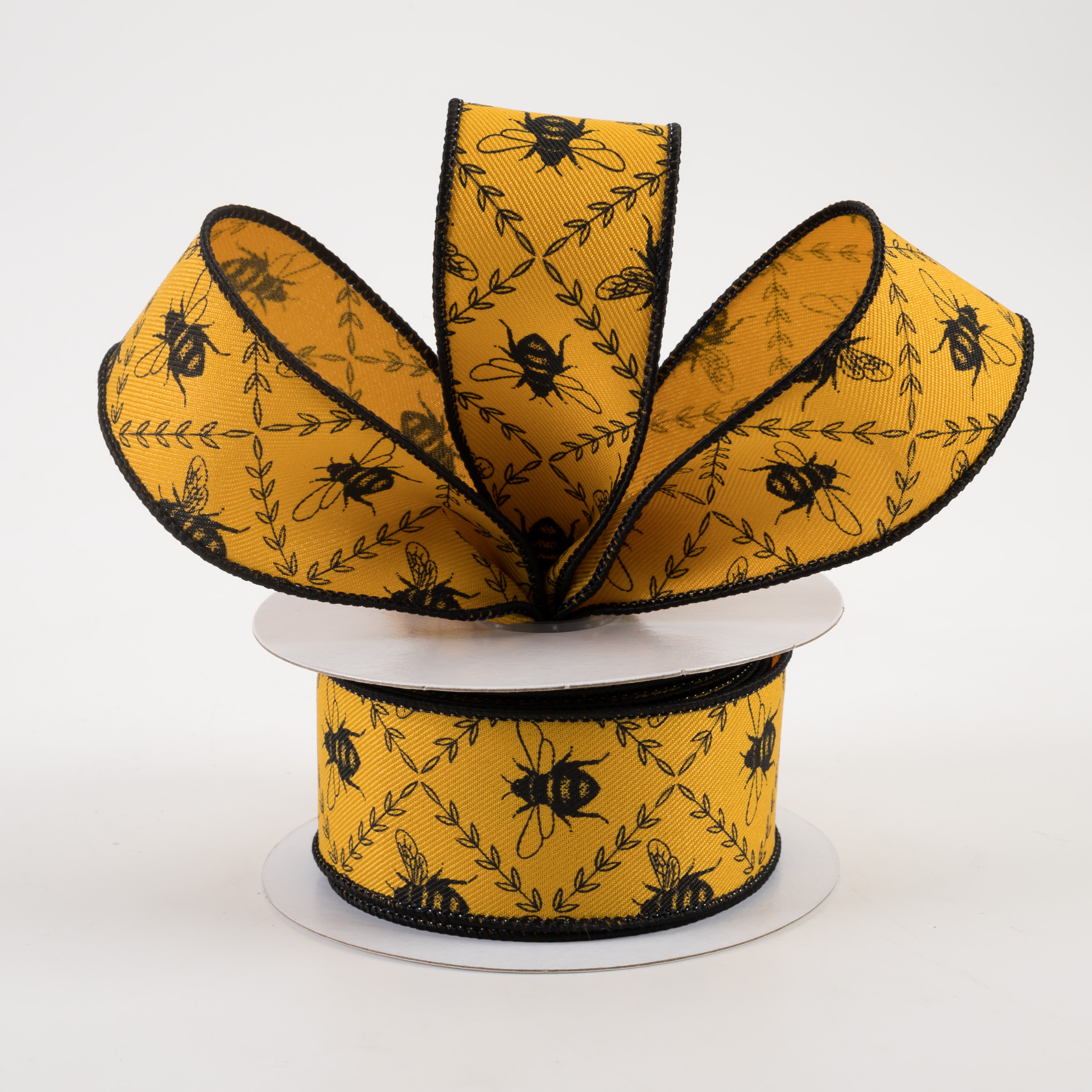 1.5 Inch Honey Bee Trellis Ribbon - Dark Yellow Grosgrain Ribbon (10 Yards) for DIY Crafts, Gift Wrapping, Wedding Decorations & Home Decor