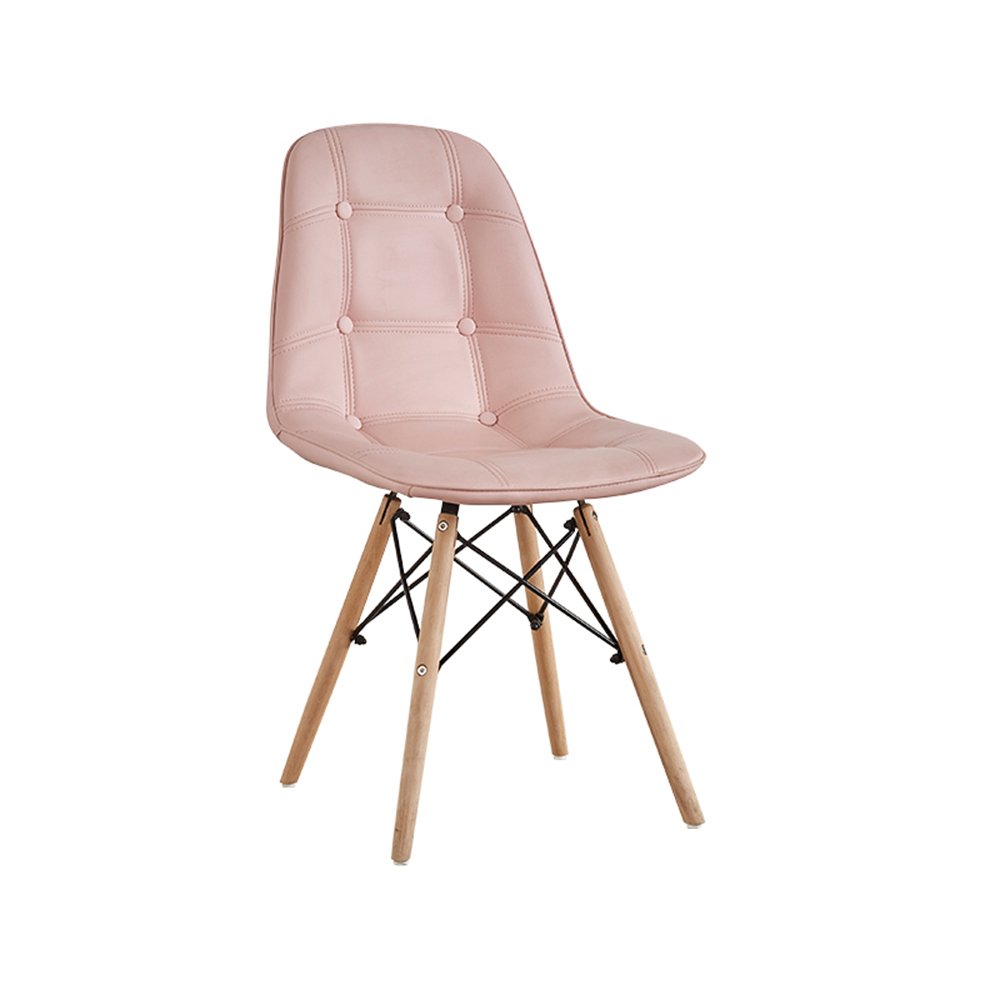Pink Faux Leather Office Chair - European Style Computer Chair with Solid Wood Base, Adjustable Height for Adults, Study & Restaurant Use - 40x50x82cm