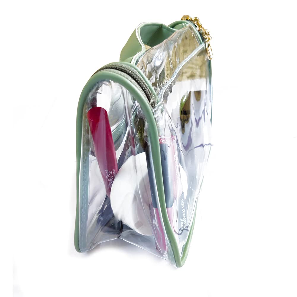 DMS RETAIL Clear Travel Organizer Pouch | Waterproof Cosmetic Bag & Makeup Organizer for Women | Jewelry Storage Pouch | Perfect for Travel, Gym, and Daily Use (Green)