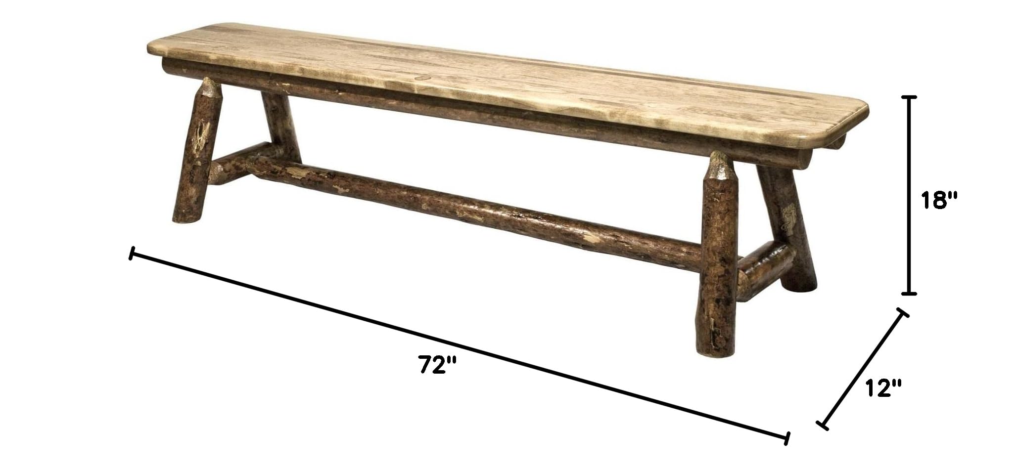 Rustic 6-Foot Wooden Plank Bench - Handcrafted Log Furniture for Outdoor & Indoor Use - Perfect for Patio, Garden, and Cabin Decor