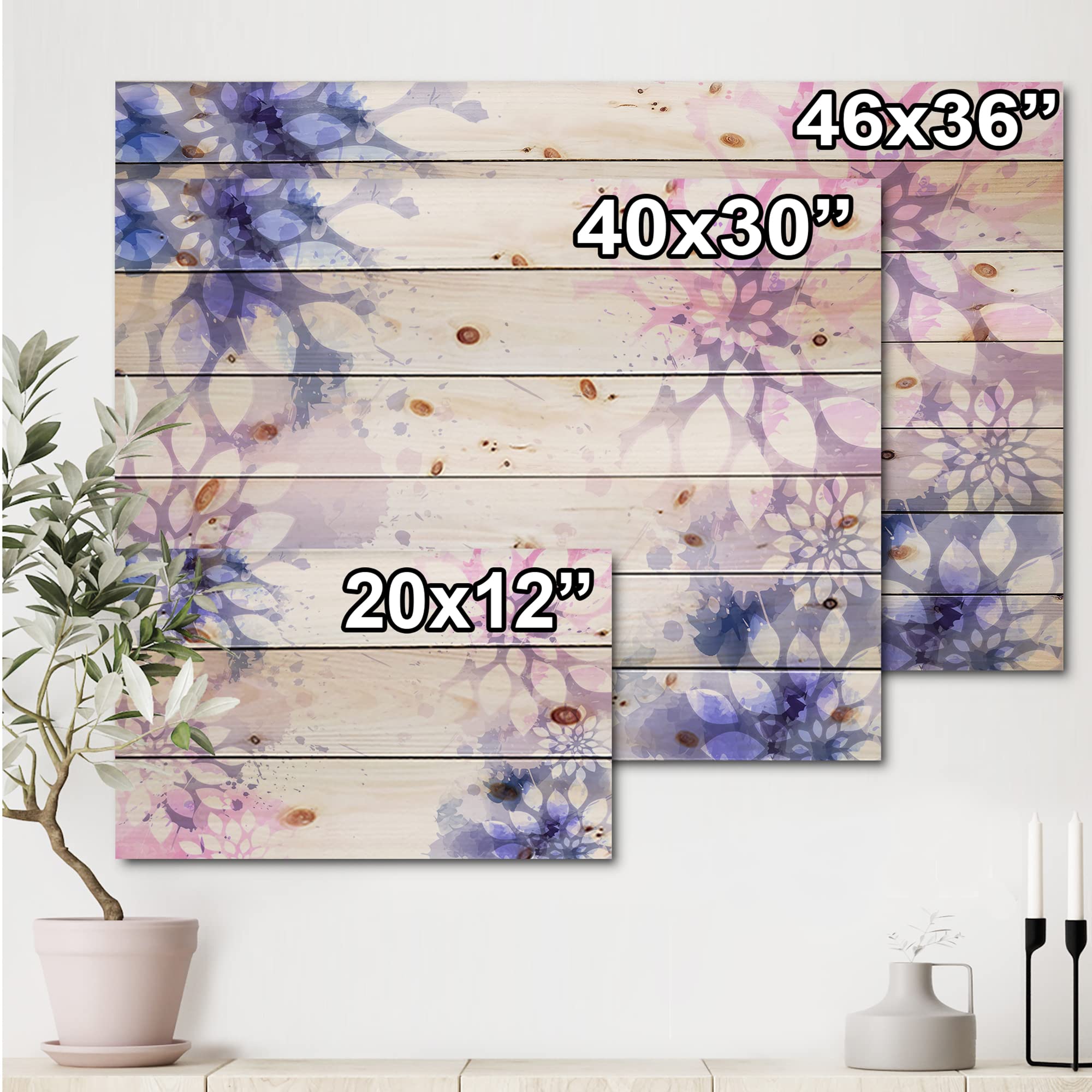 Abstract Wood Wall Art - Purple & Pink Modern Decor for Living Room