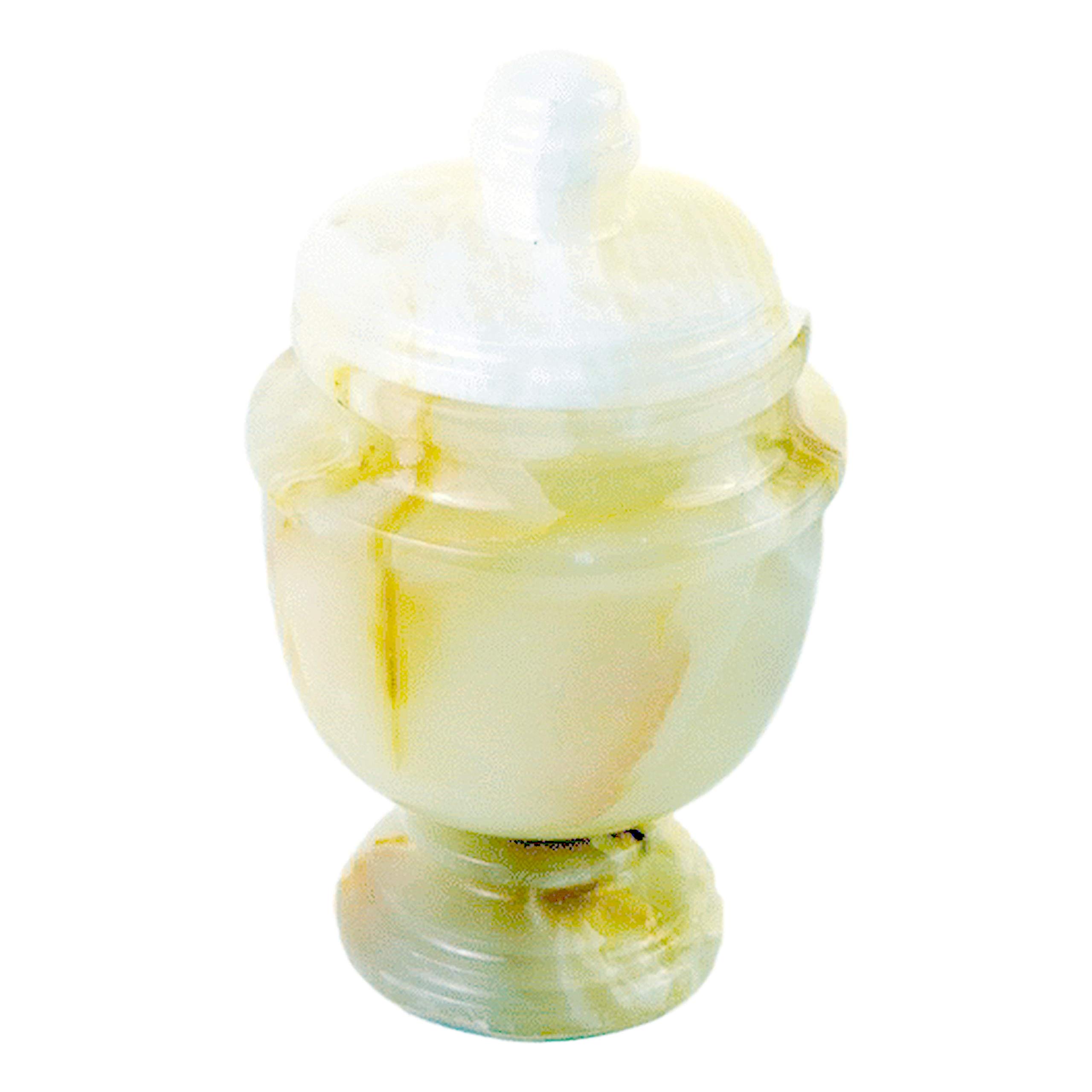 Premium White Onyx Bathroom Canister Set - Nature Home Decor for Soap Holder, Cotton Ball Storage & Bath Essentials - Elegant Bathroom Accessories for Spa-Like Luxury