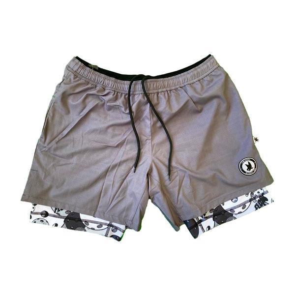 Men's 2-in-1 Compression Shorts - Solid Charcoal Motley 7