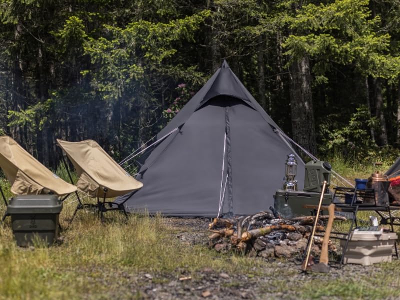 RX Pyramid Tent for Camping - 4 Person All-Season Waterproof Teepee Tent for Adults, Quick & Easy Setup, Durable Outdoor Shelter for Hiking, Backpacking & Family Camping Trips