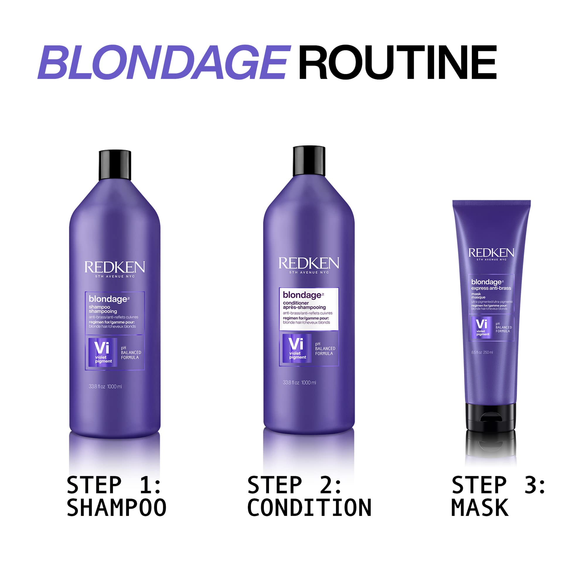 REDKEN Extend Blondage Color Depositing Purple Shampoo & Conditioner Set for Blonde & Gray Hair | Tones Brassiness & Enhances Shine | Salon-Quality Hair Care for Color-Treated Locks