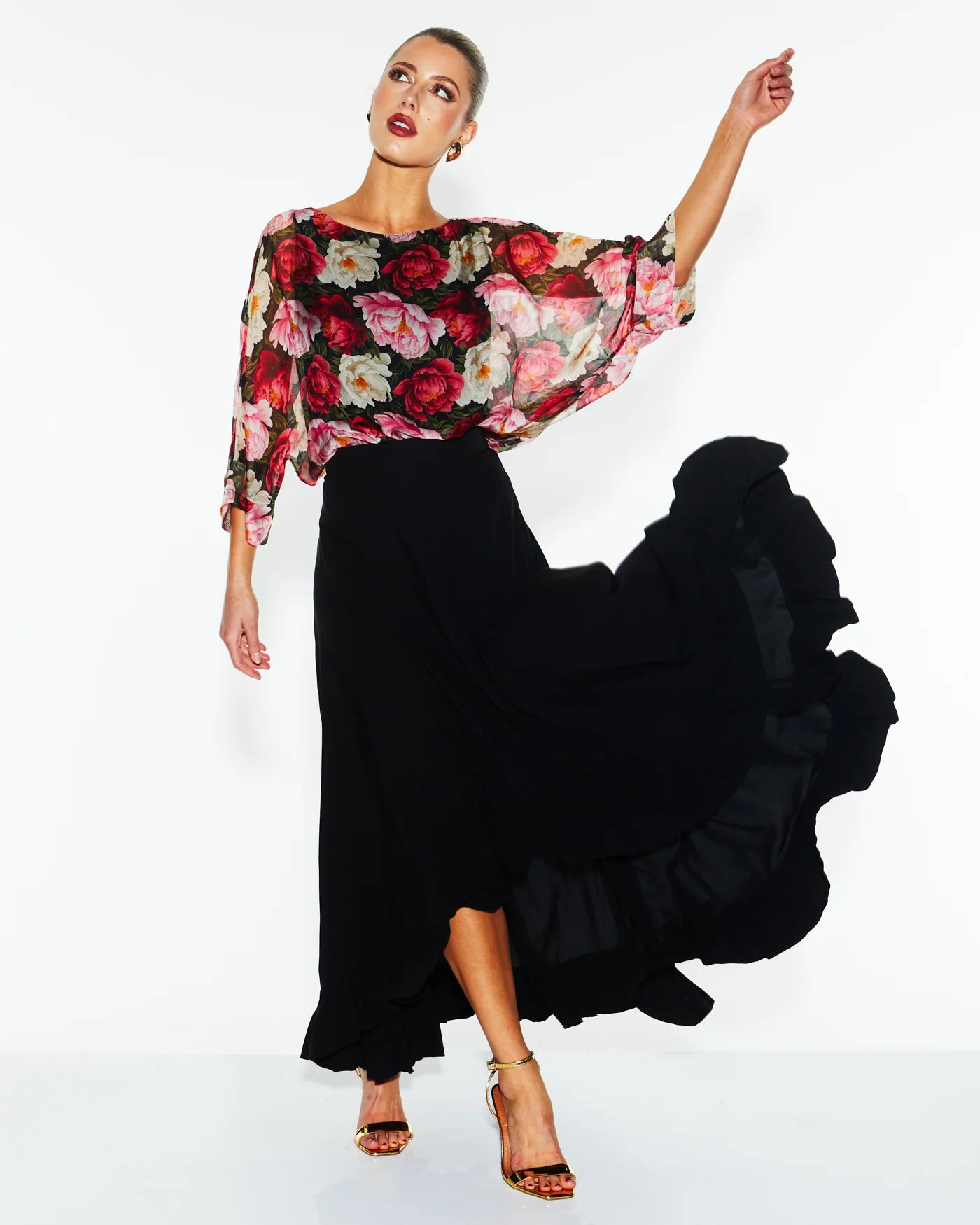 Oscar Floral Sunlight and Shadow Silk Blouse – Elegant Women's Silk Top for Work, Parties & Special Occasions