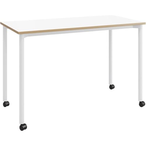 Designer White/Wood Edge/White Legs With Casters