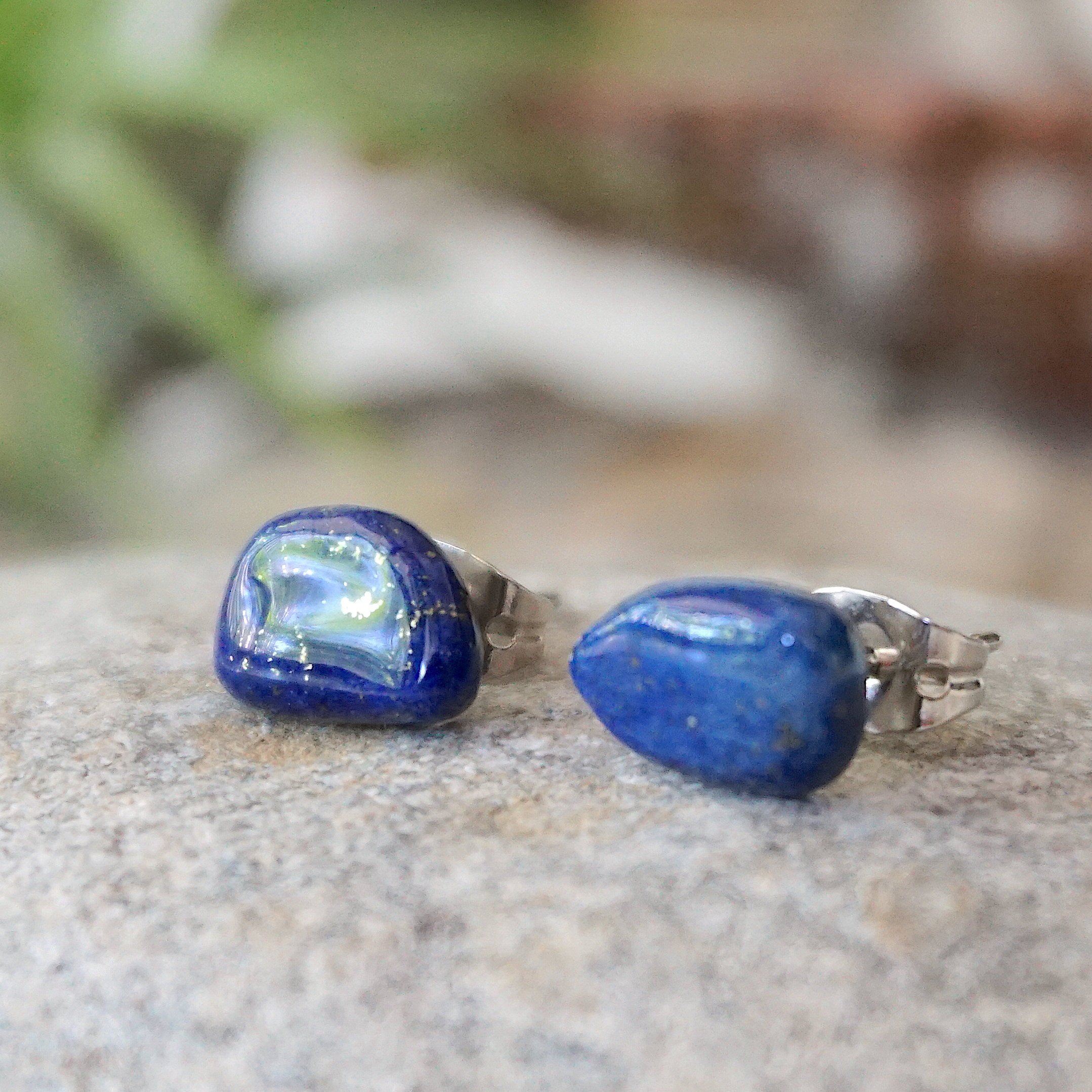 Lapis Lazuli Stud Earrings - 14K Gold Post Earrings for Women | Perfect for Everyday Wear, Office & Special Occasions