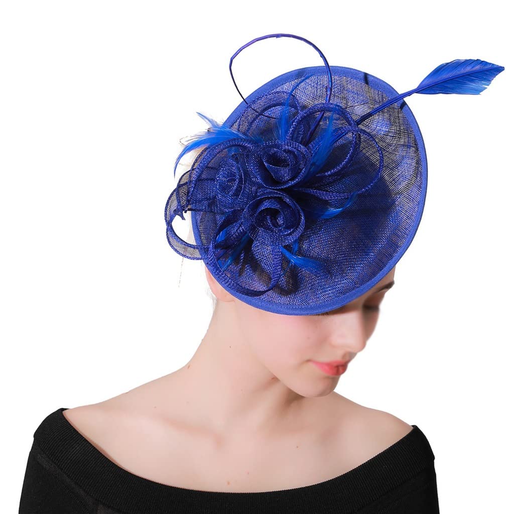 Elegant Navy Blue Women's Derby Wedding Hair Clips - 25cm Ladies Headpiece for Bridal Show & Special Events - Perfect for Weddings, Parties & Formal Occasions