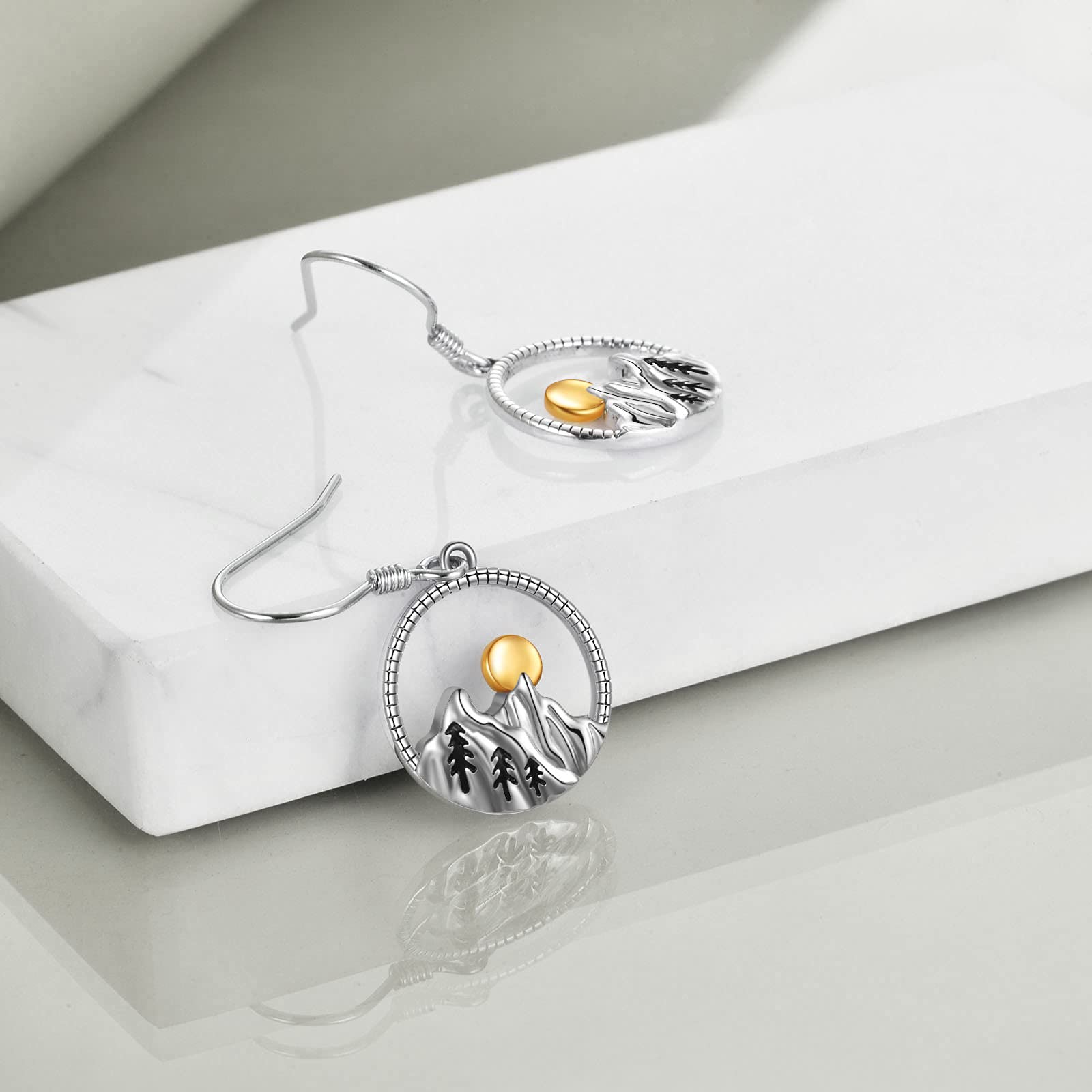 YFN Sterling Silver Mountain Dangle Drop Earrings for Women - Elegant Nature-Inspired Jewelry for Everyday Wear & Special Occasions