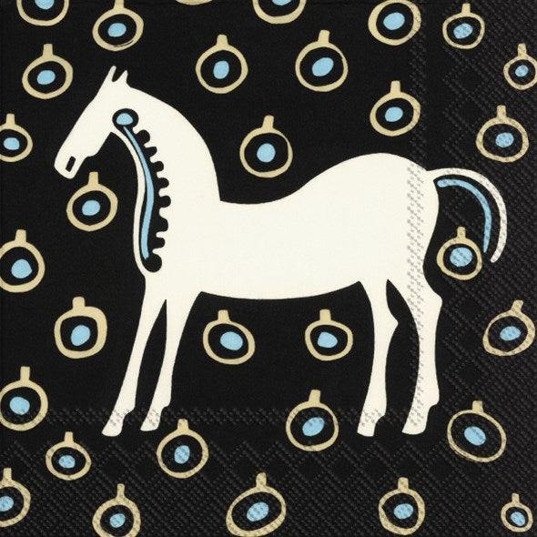 Marimekko Musta Tamma Brown Paper Lunch Napkins - Eco-Friendly Disposable Napkins for Parties, Picnics & Everyday Dining