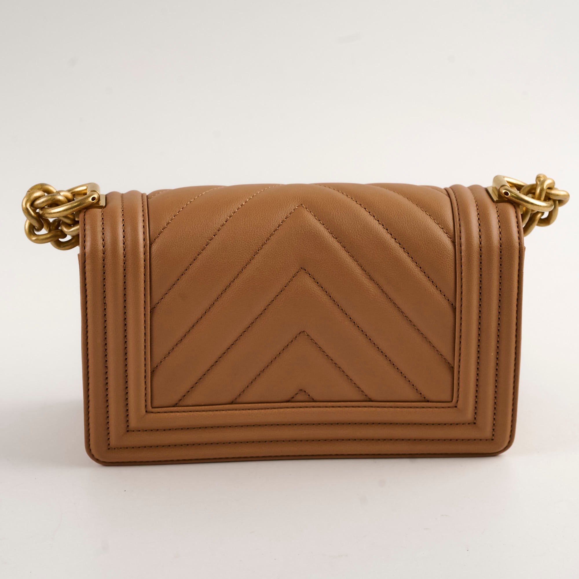 Chanel Small Chevron Boy Bag in Dark Beige - 28 Series Luxury Crossbody Bag for Women | Perfect for Date Night, Parties & Special Occasions