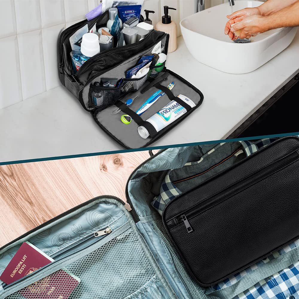 PAVILIA Men's Travel Toiletry Bag - Water-Resistant Shaving Dopp Kit & Cosmetic Organizer Case for Essentials - Perfect for Business Trips, Gym, Camping & Vacation Packing