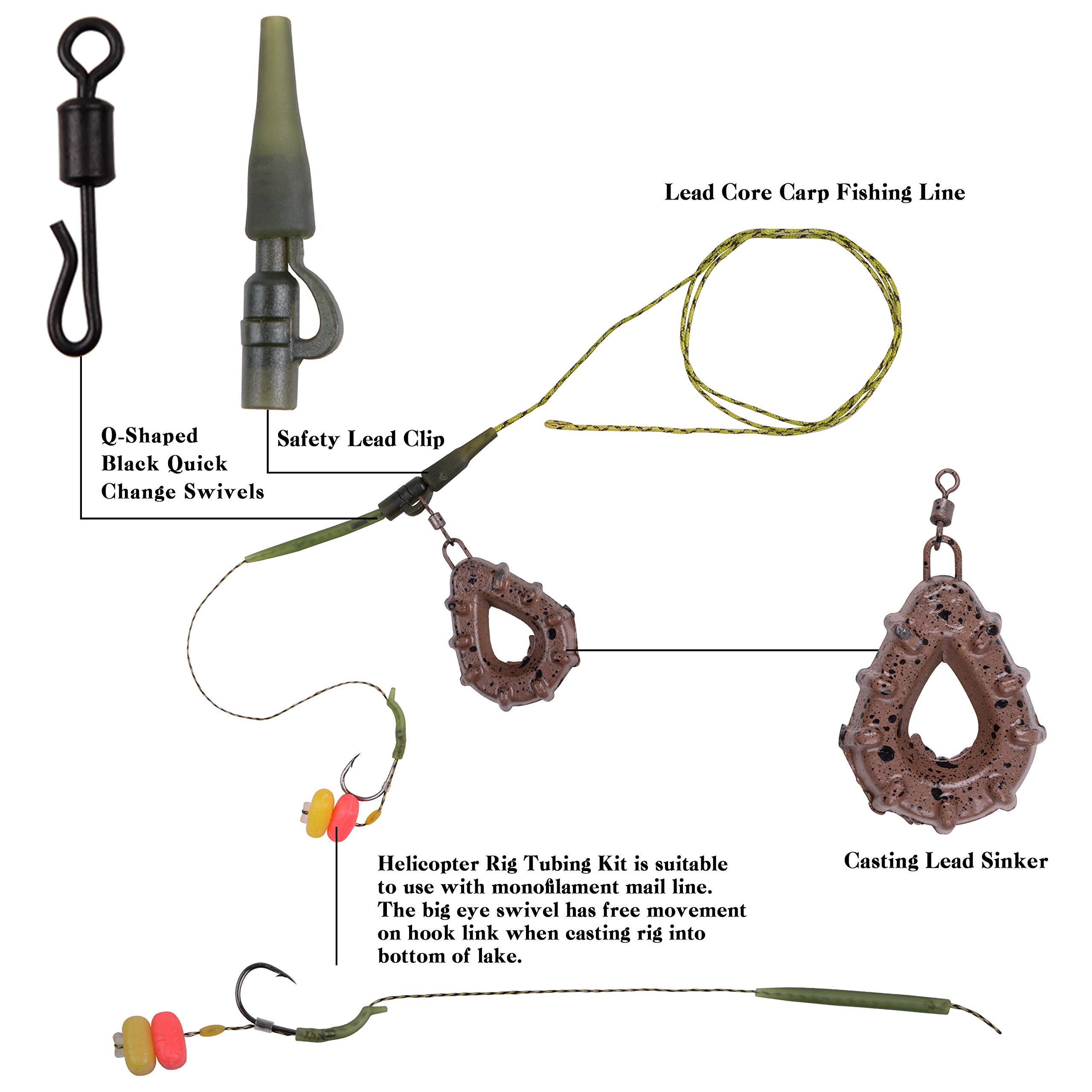 Carp Fishing Rigs Kit with Sinkers & Hooks for Freshwater Angling