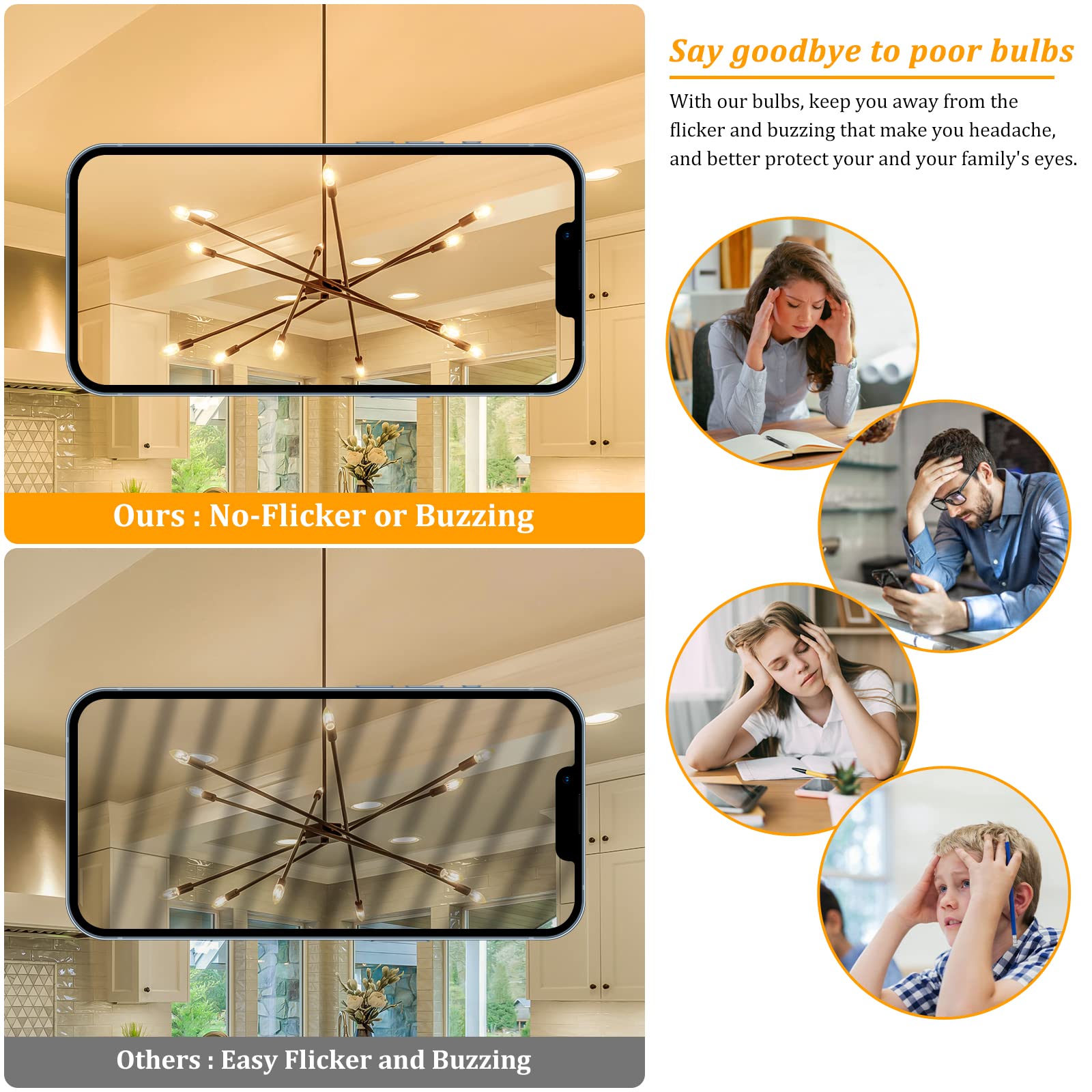 Brightever E12 LED Candelabra Light Bulbs 60W Equivalent, 5-Pack B11 6W Chandelier Bulbs, 620 Lumens 2700K Warm White Candle Light Bulbs - Clear Glass for Wall Sconces, Ceiling Fixtures & Decorative Lighting