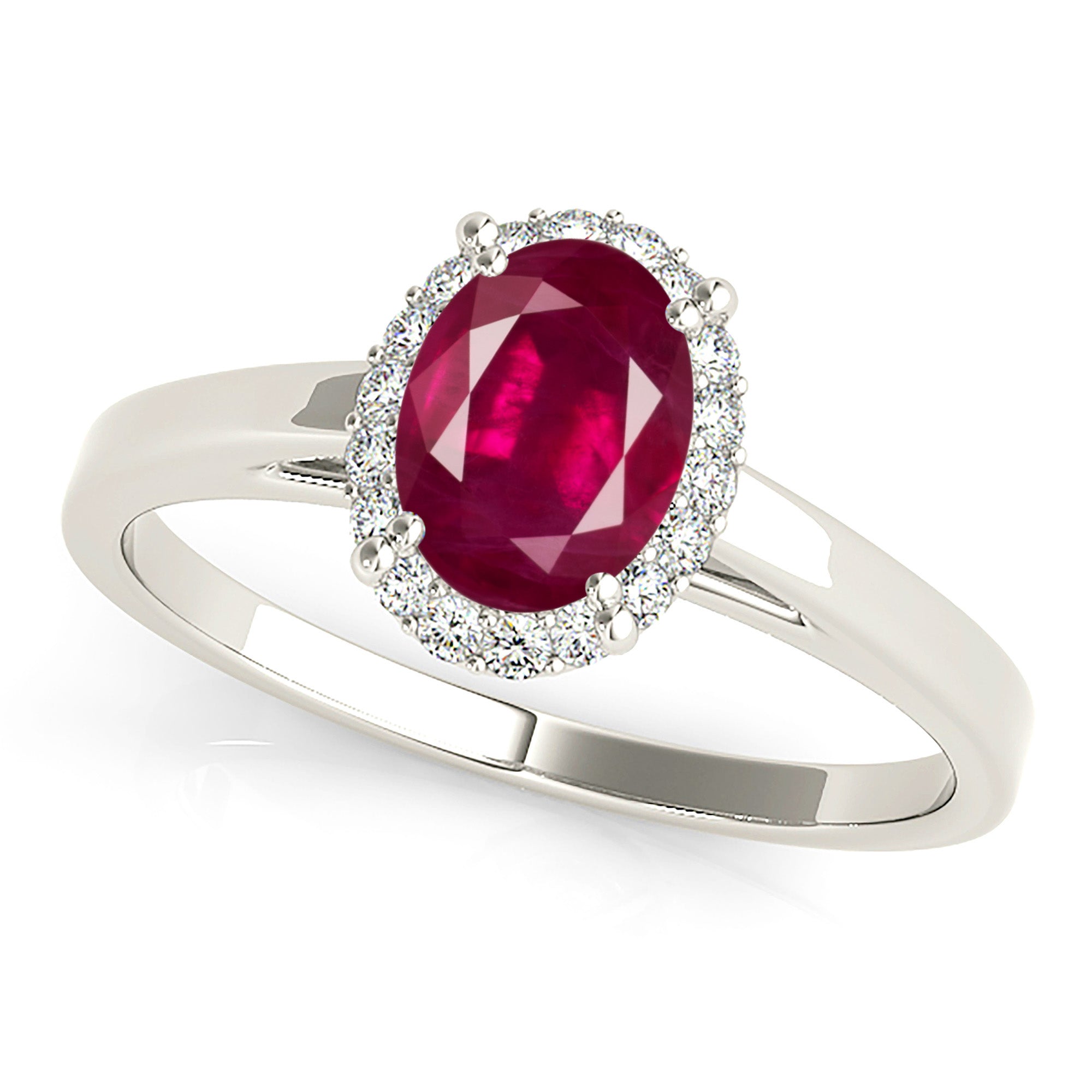 1.55 Carat Genuine Oval Ruby Engagement Ring with Diamond Halo & 14K Solid Gold Band - Perfect for Wedding, Proposal & Anniversary Gifts