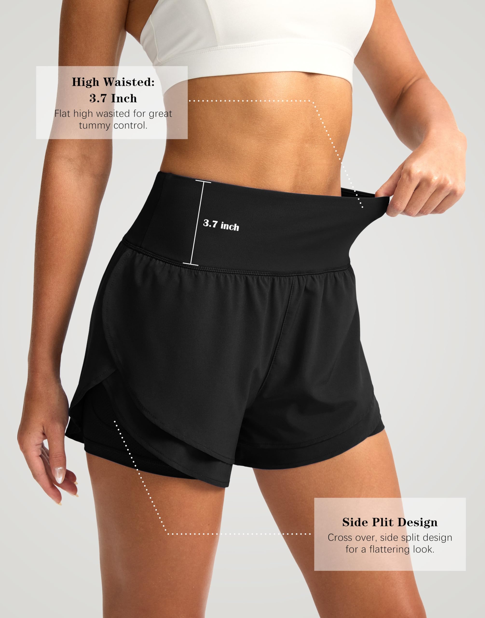 SANTINY Women's 2-in-1 Running Shorts with Pockets - 3