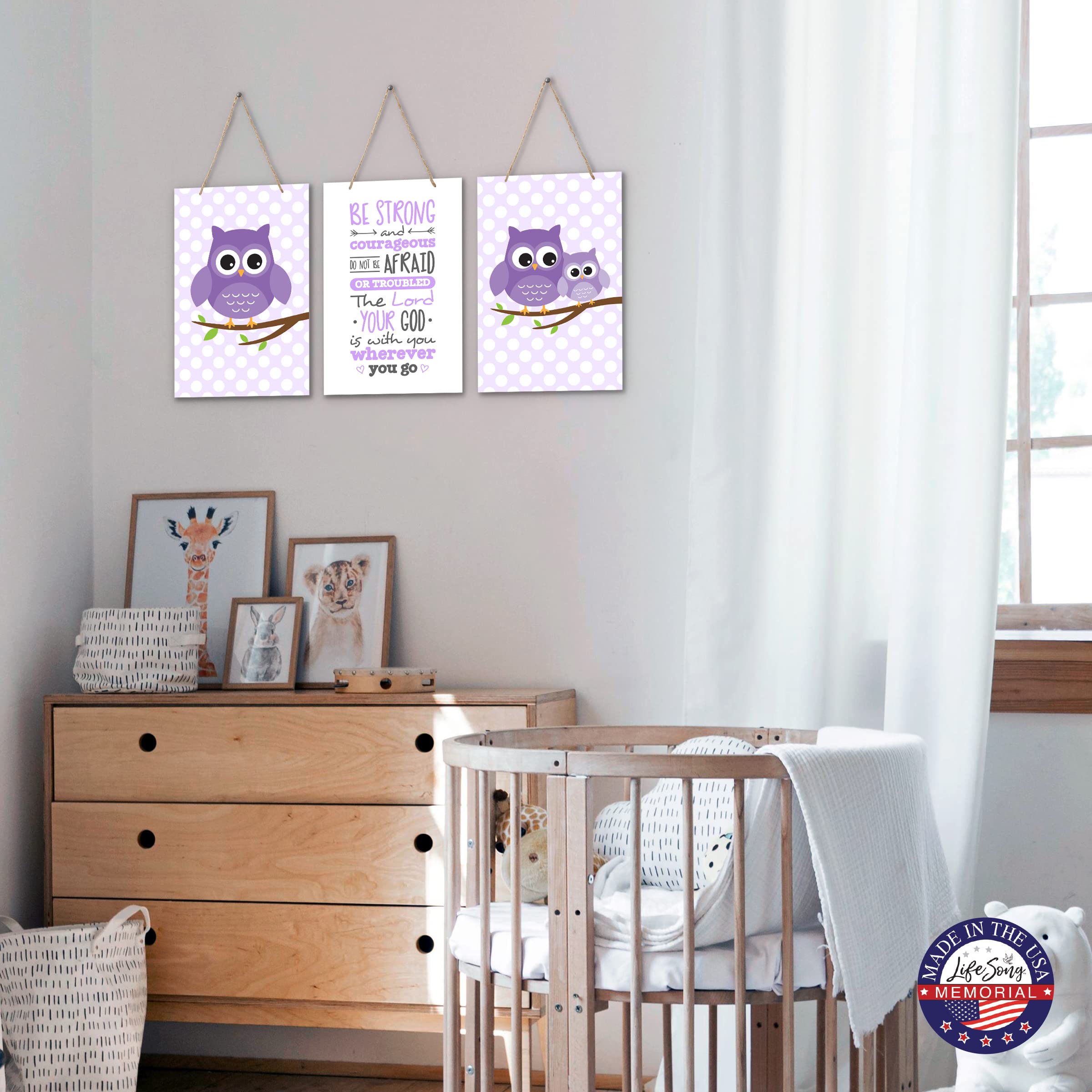 LifeSong Milestones 3-Piece Owl Wall Decor Set - Modern Wooden Nursery Wall Art for Baby Room, Kids Bedroom & Playroom Decor - Perfect for Gender Neutral Nursery Themes & Toddler Room Decorations