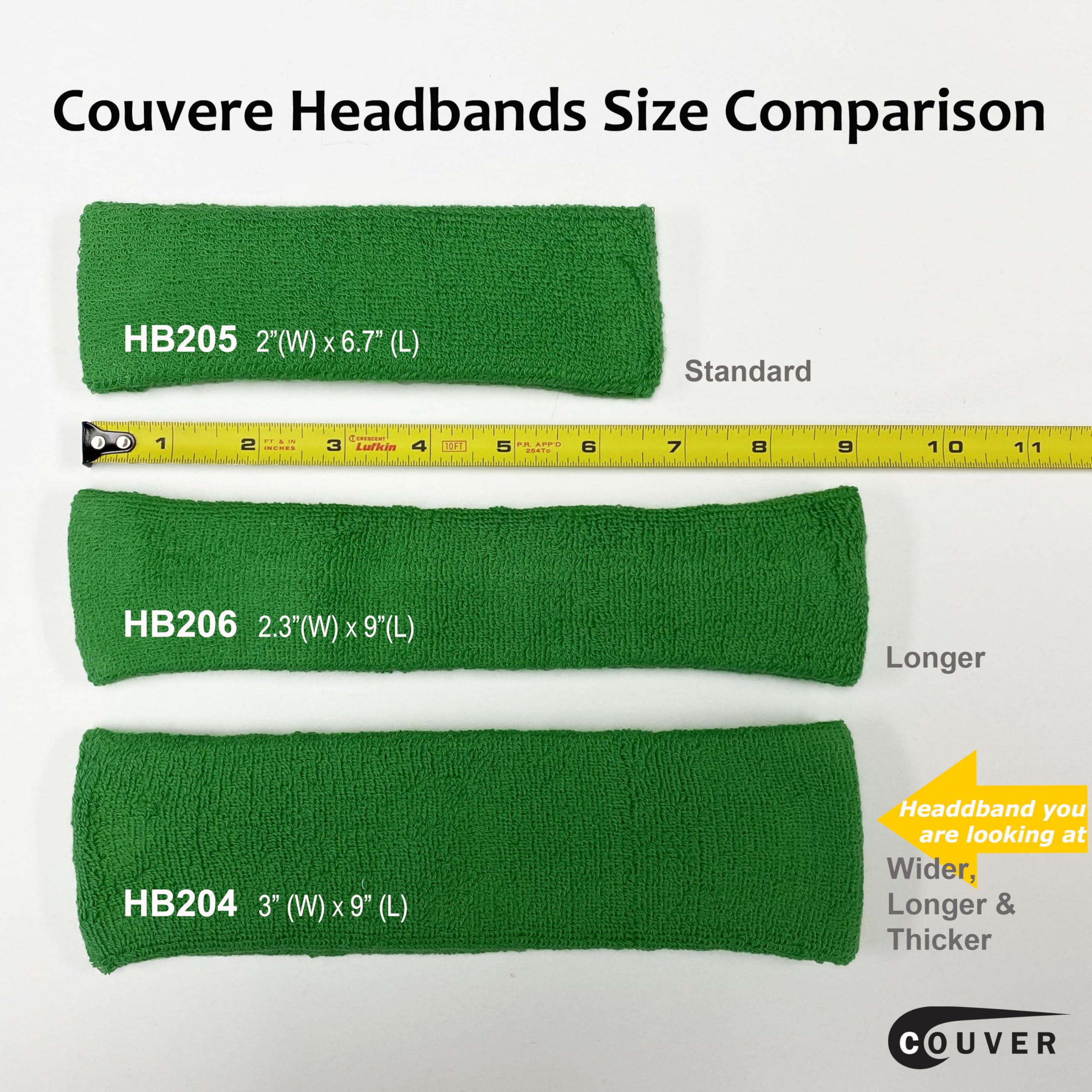 COUVER HB204 Extra Wide & Thick Sports Headband for Large Heads - Sweat Absorbing Workout Head Wrap for Running, Yoga & Gym - 1 Pack