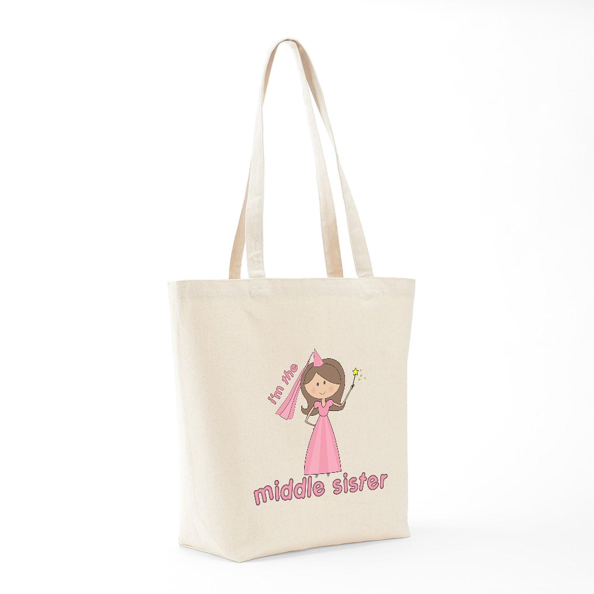 I'm The Middle Sister Tote Bag - Natural Canvas Reusable Shopping Bag for Women | Eco-Friendly Grocery Tote, Perfect for School, Work & Beach Day