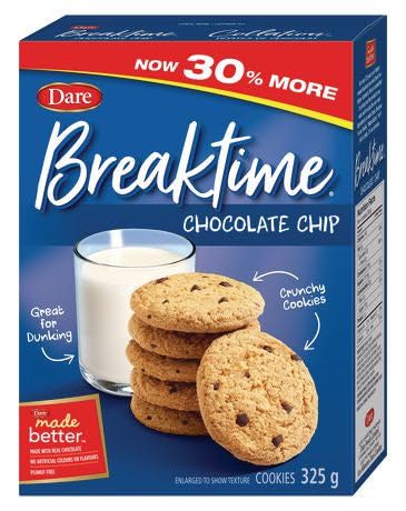 Dare Breaktime Chocolate Chip Cookies - 12 Pack (325g/11.5oz) | Soft Baked Cookies for Snacks, Lunch Boxes & Office Break Time | Bulk Cookies for Parties, Gifts & Family Sharing
