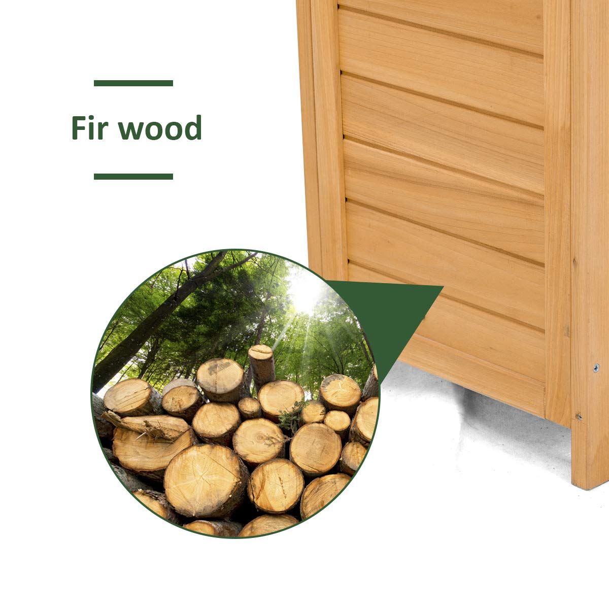 Goplus Wooden Storage Shed - Fir Wood Outdoor Cabinet for Garden, Patio & Yard - Natural Finish - Perfect for Storing Tools, Cushions & Outdoor Equipment
