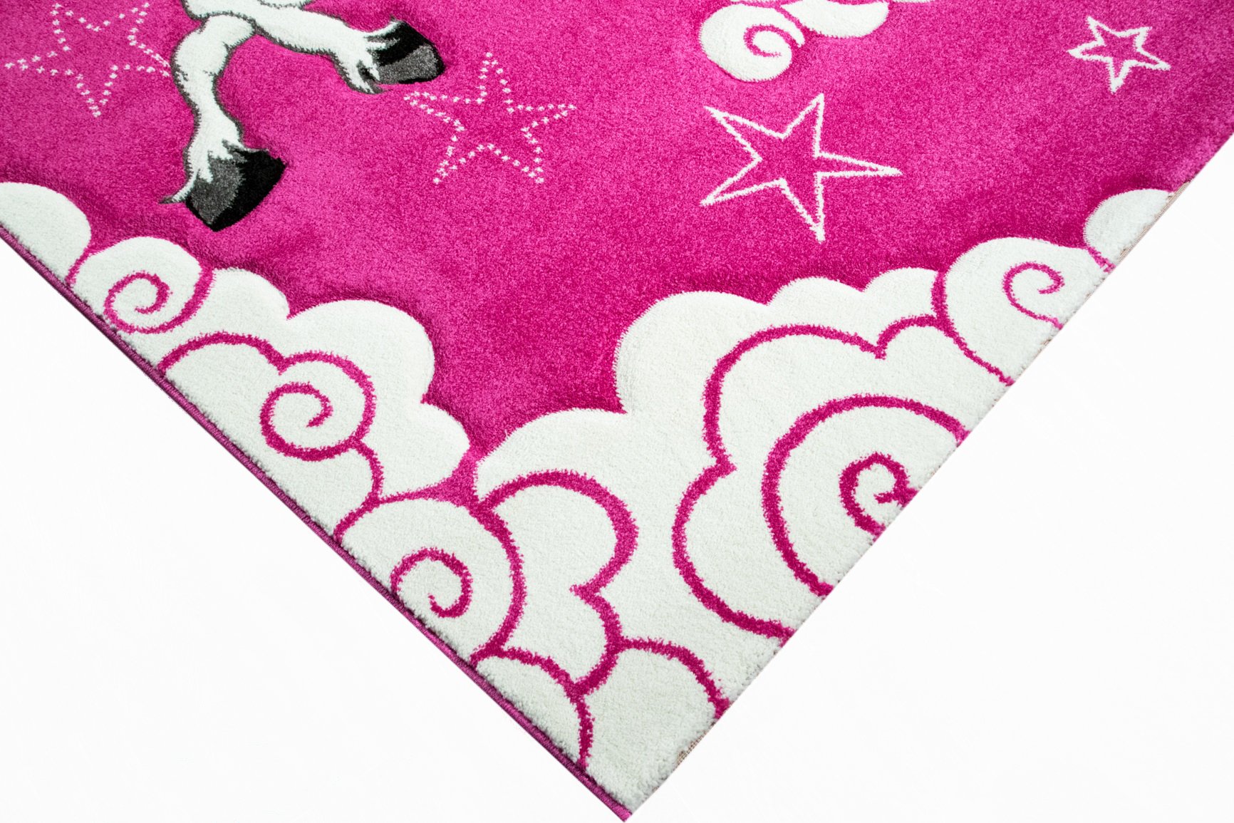 CARPETIA Unicorn Play Rug for Kids - Soft Pink & Cream Nursery Carpet, 140x200 cm - Perfect for Playrooms, Bedrooms & Daycare Centers