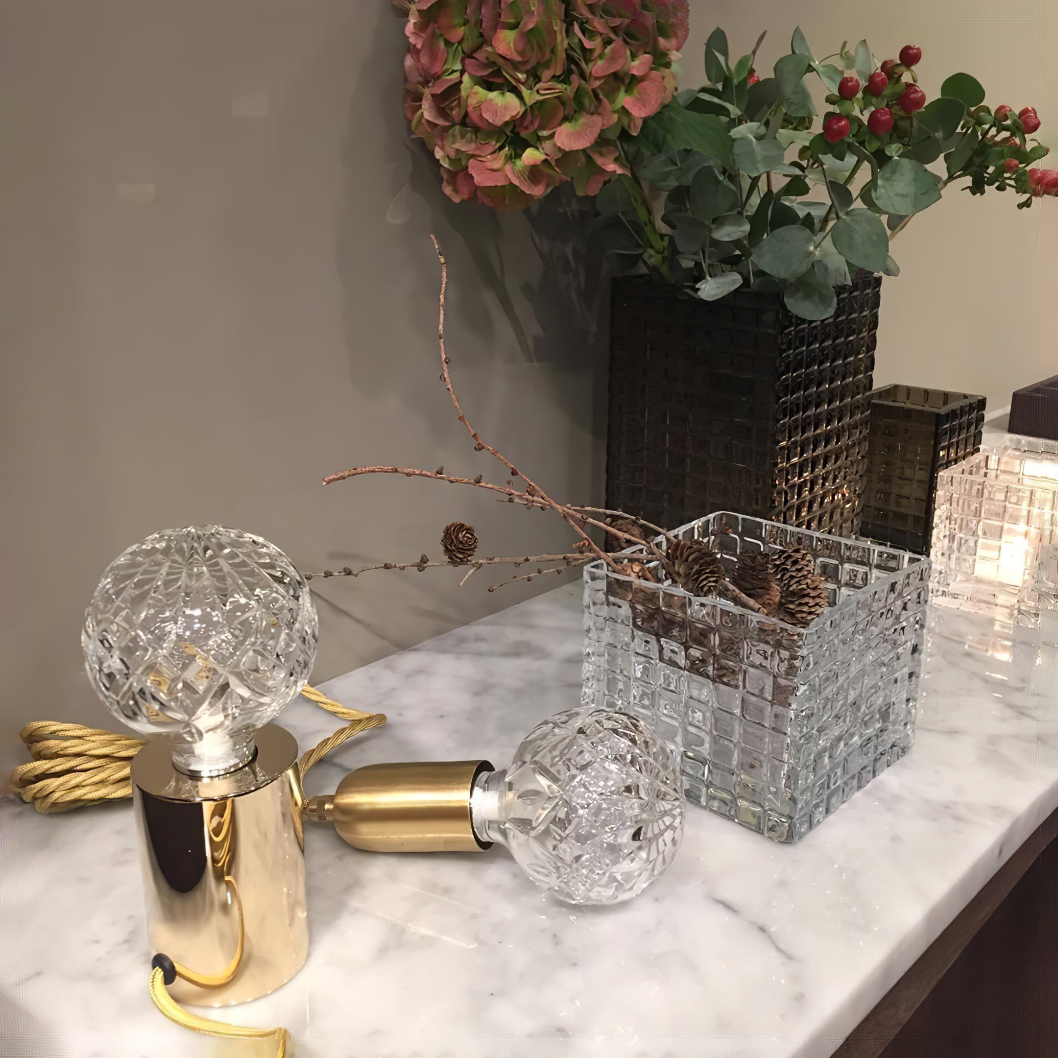 Elegant Crystal Bulb Table Lamp - Modern LED Bedside Light for Living Room, Bedroom, or Office Decor - Perfect for Reading, Relaxing, and Ambient Lighting