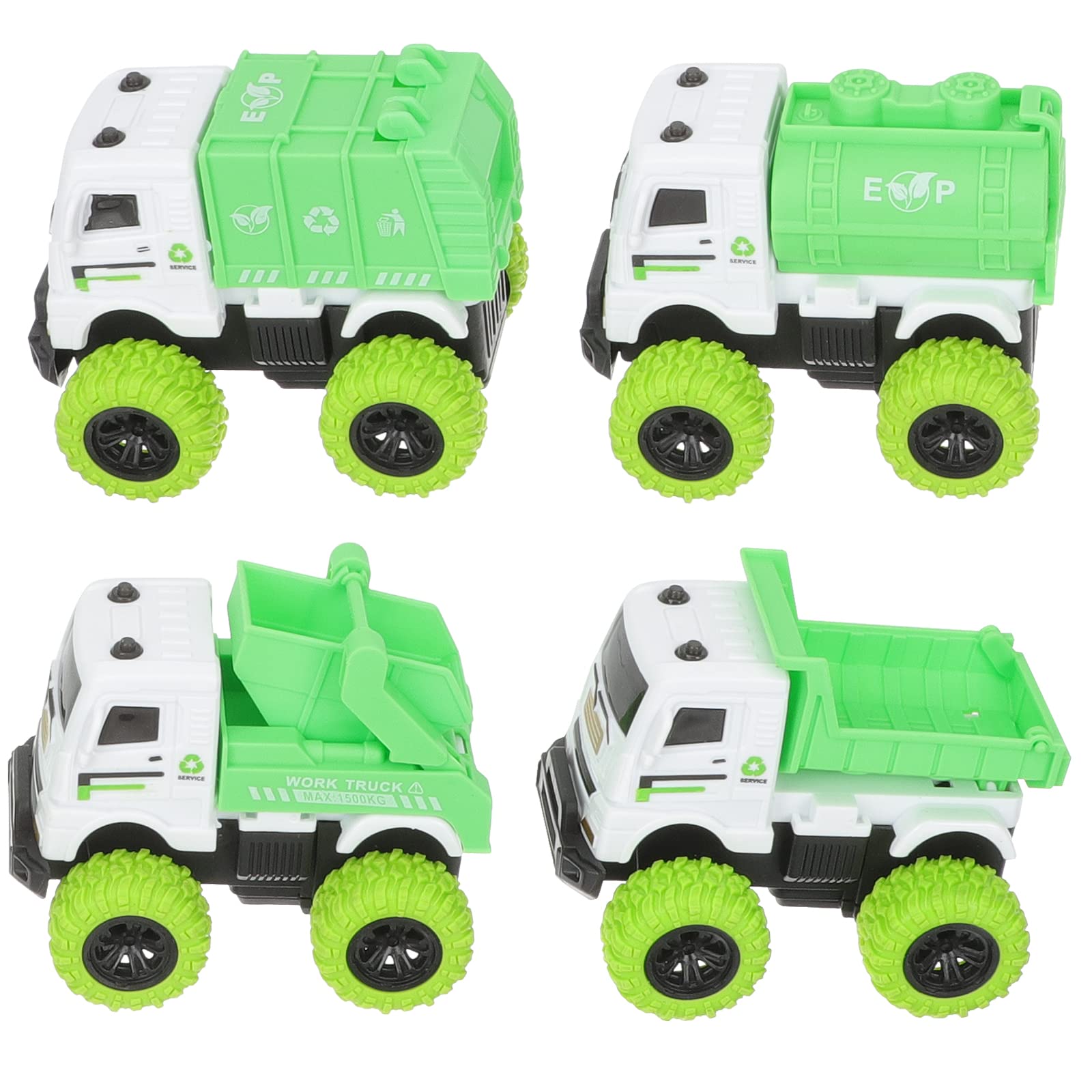 4PCS Friction Powered Garbage Truck Toy Set - Realistic Recycling Vehicle Toys for Kids Ages 3-8 - Fun Educational Pretend Play for Home, Classroom & Outdoor Activities