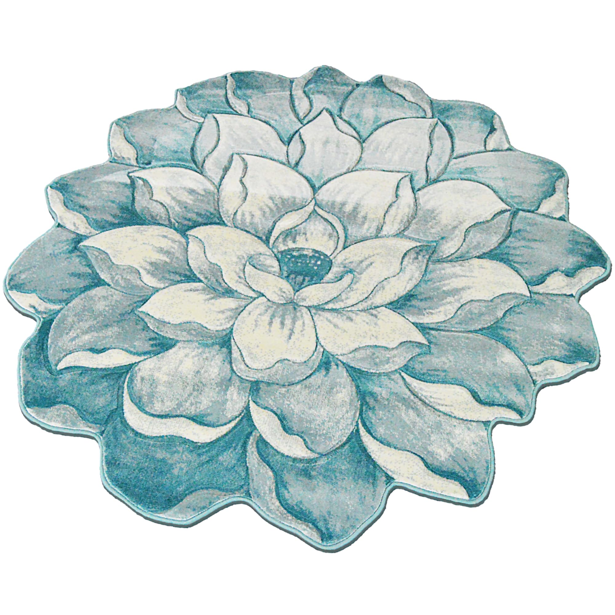 5ft Round Flower Shaped Area Rug - Soft Plush Circle Carpet for Bedroom, Living Room, Nursery | Non-Slip Girly Home Decor (Blue) - Perfect for Boho Chic Decor & Cozy Floor Seating Areas