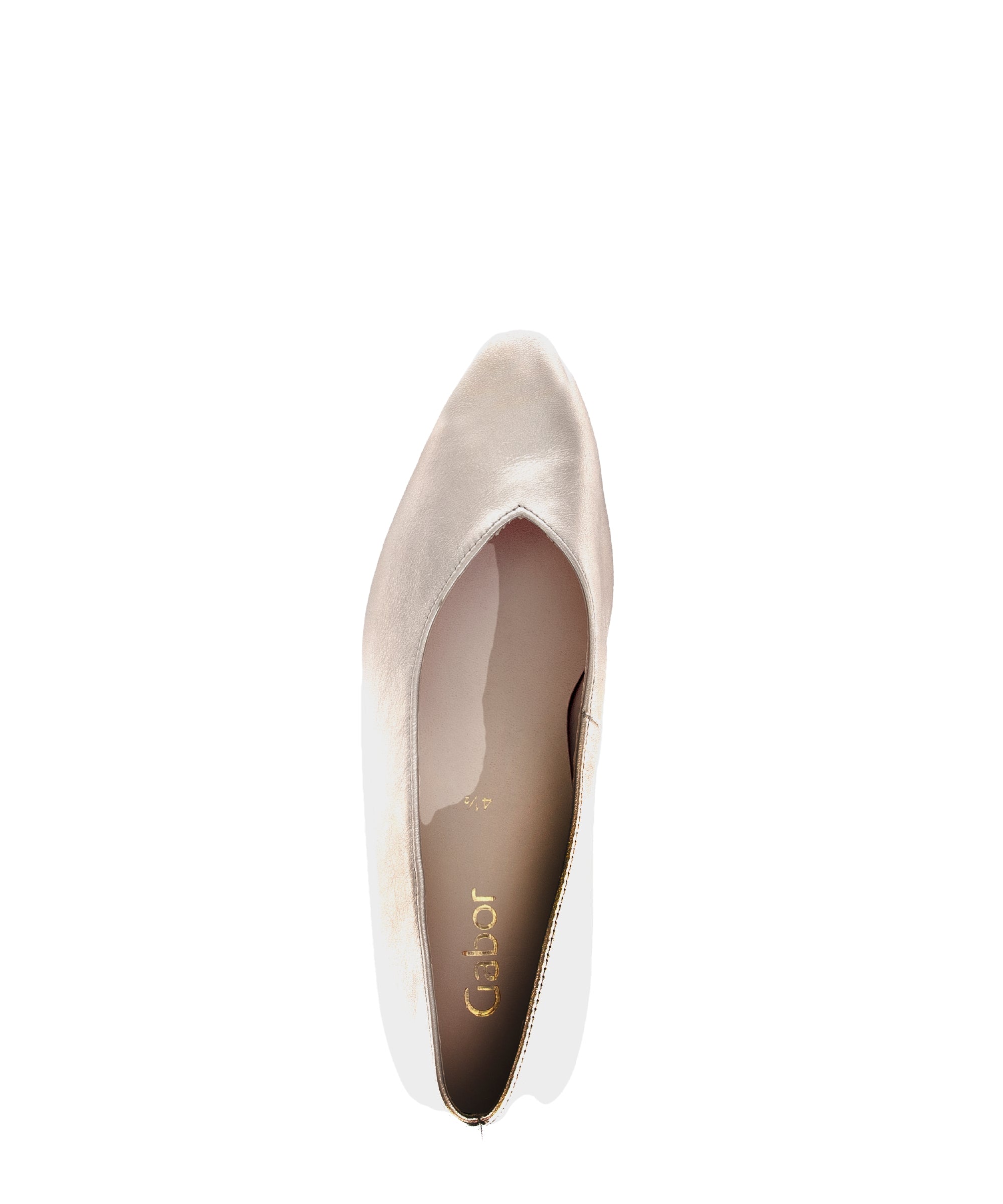 GABOR Women's Gold Leather Low Heel V-Cut Court Shoes 43162 - Elegant Dress Pumps for Work, Wedding & Special Occasions