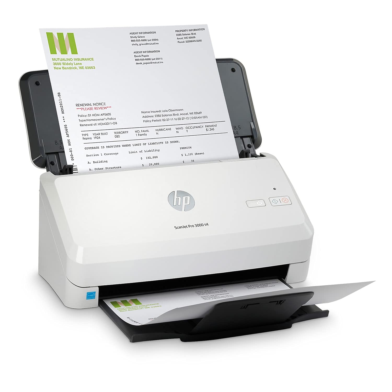 HP ScanJet Pro 3000 s4 (6FW07A) 40ppm High-Speed USB 3.0 Color Duplex Document Scanner with 50-Page ADF - Scan Documents, Photos, Receipts & Business Cards - Perfect for Office, Home & Small Business Use with Included TWAIN/ISIS Drivers