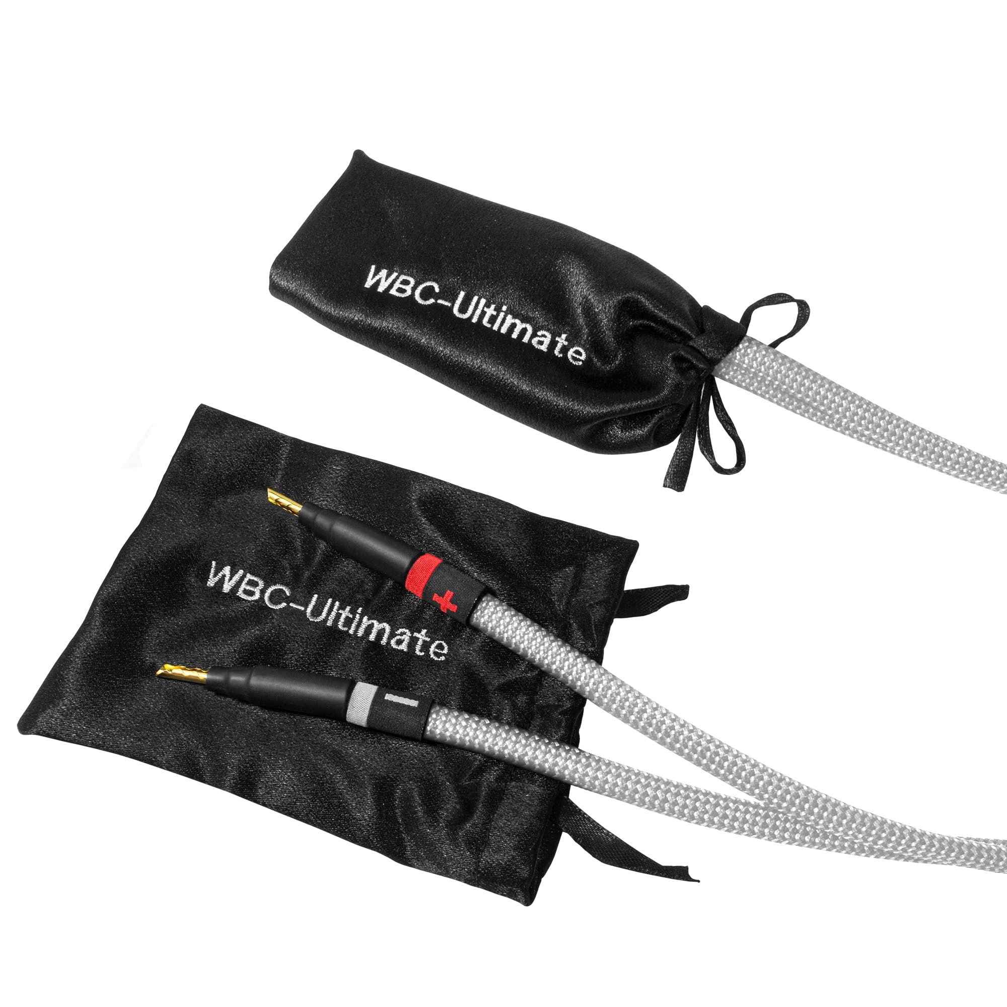 WORLDS BEST CABLES 10ft Premium Audiophile Speaker Cable - 9 AWG Ultra-Pure OFC with Gold Banana Plugs & Silver Tweed Jacket - Perfect for Home Theater, HiFi Systems, and Studio Monitors