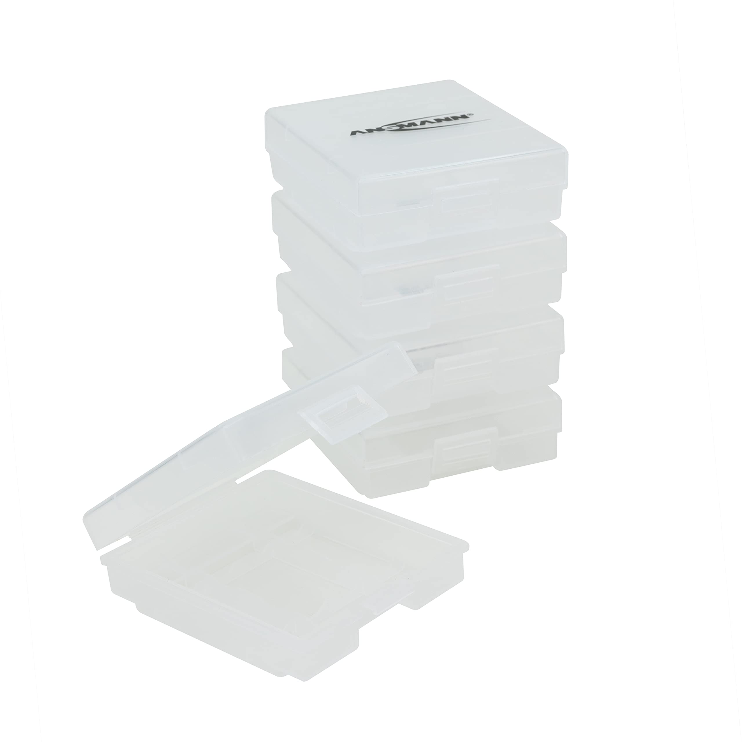 Ansmann 4x AA/AAA Rechargeable Battery Storage Case - Durable Battery Organizer Box for Transport & Protection (5-Pack) - Perfect for Travel, Camping, and Home Organization