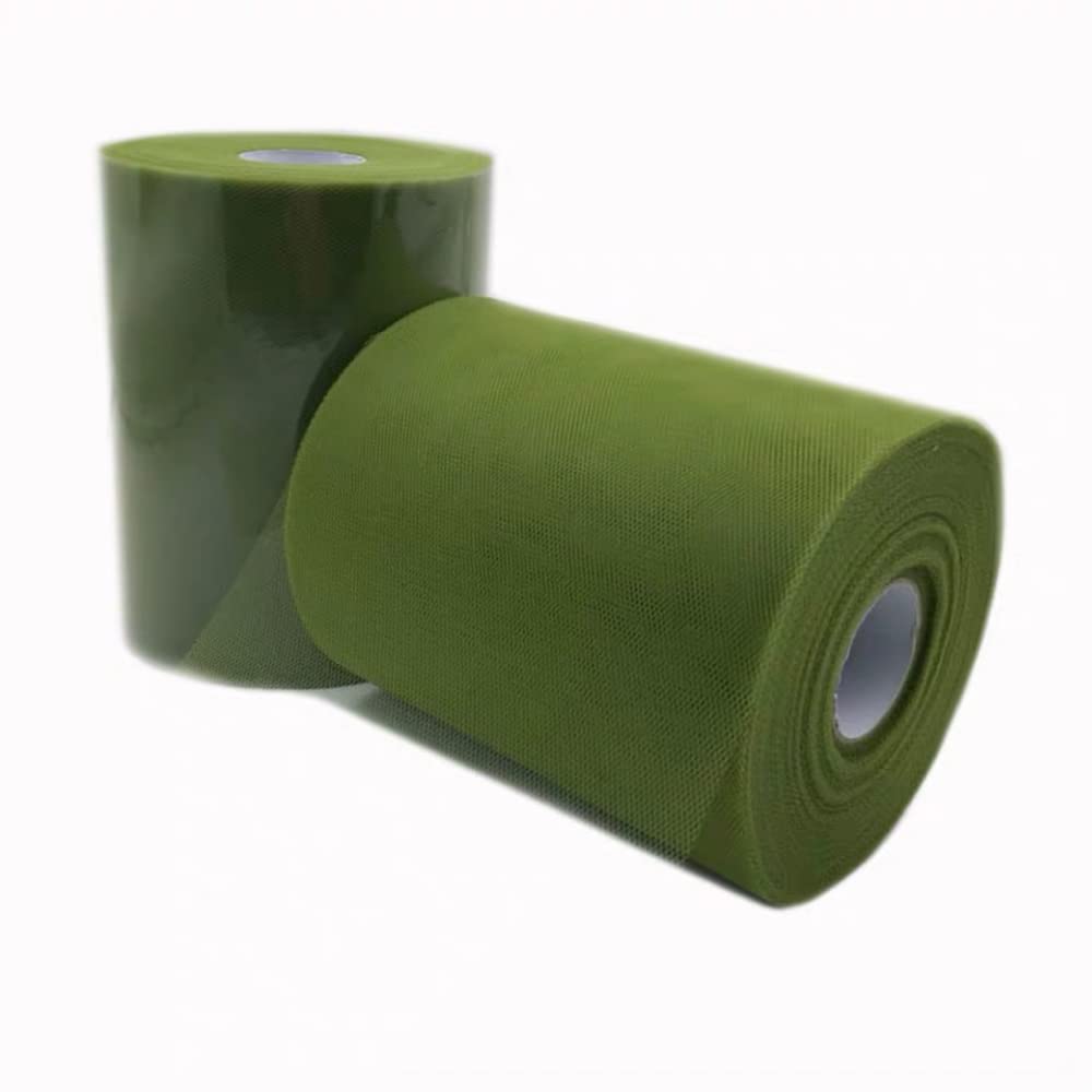 2 Pack Olive Green Tulle Fabric Rolls - 100 Yards x 6 Inches Wide for DIY Tutu Dresses, Wedding Decorations & Baby Shower Party Supplies | Perfect for Crafting, Costume Making, and Event Decor