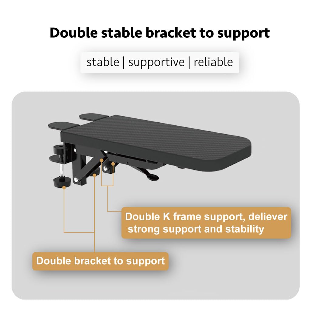 Ergonomic Computer Arm Rest for Desk - Adjustable Mouse & Keyboard Support - Sturdy Desk Extender for Home & Office Workspace - Perfect for Long Hours of Typing & Gaming