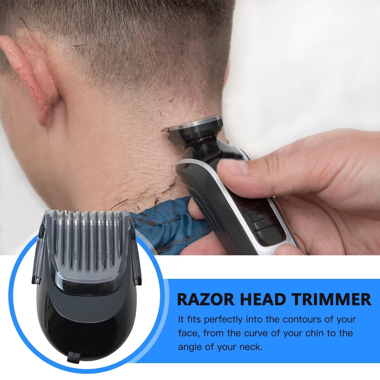 Replacement Black RQ11 Shaver Trimmer Head Blade Cutter with Comb Cover for Philips Norelco RQ111/52 Click-On Beard Styler - Perfect for Precise Facial Hair Grooming at Home or Travel