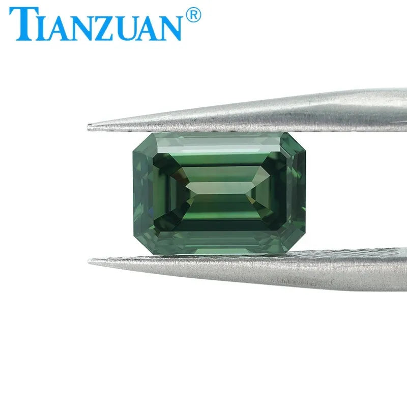 1.6CT Lab Grown Emerald Cut Diamond - Fancy Deep Green VVS2 Clarity 2EX Cut GEMID Certified Loose Gemstone for Jewelry Making & Engagement Rings