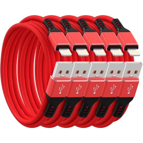 Ironten 100 Pack MFi Certified iPhone Charger Cable 6FT - Fast Charging & High Speed Data Sync USB Cable for iPhone 14/13/12/11 Pro Max/XS MAX/XR/XS/X/8/7 Plus (Red) - Perfect for Home, Office & Travel Use