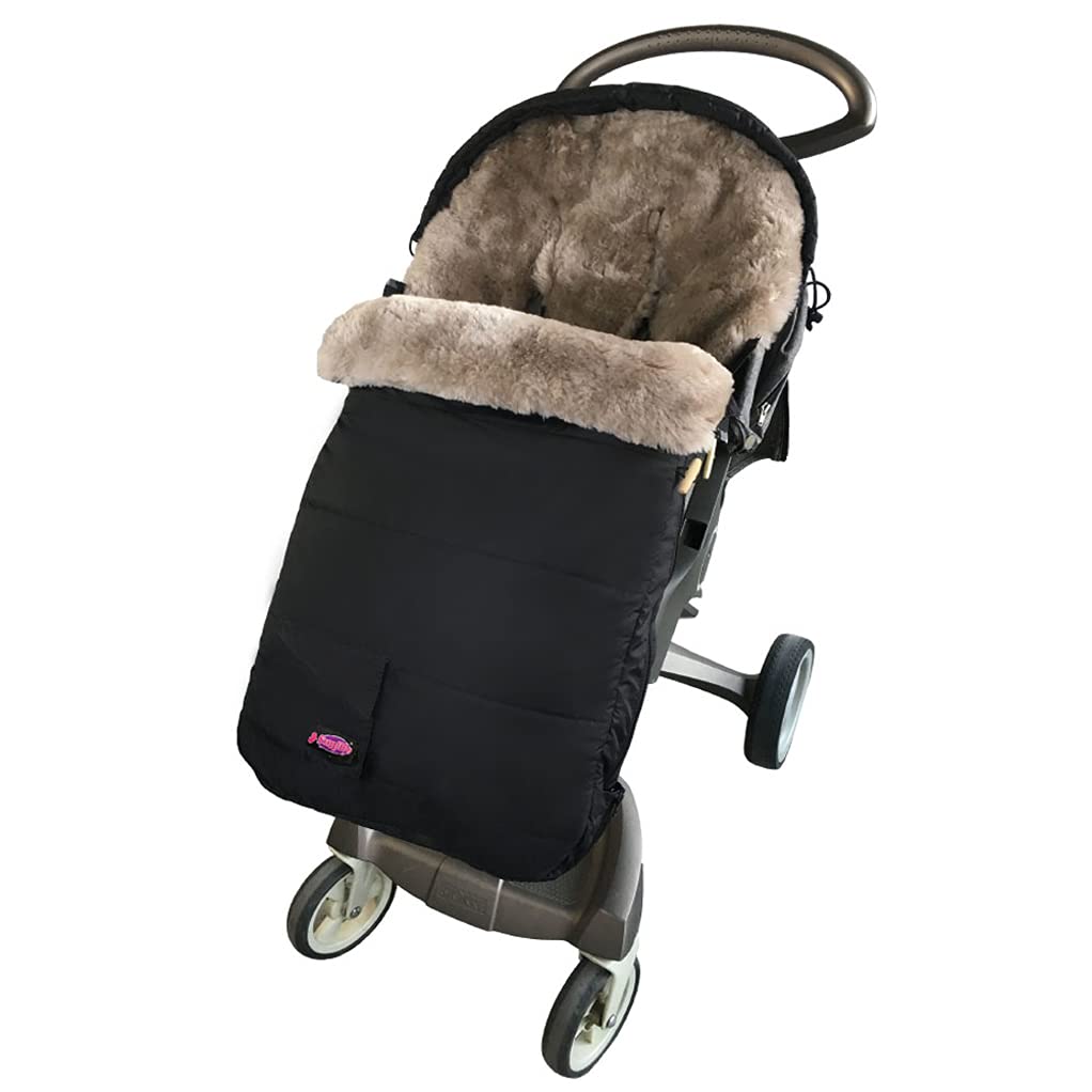 Premium 3-in-1 Stroller Blanket with Sheepskin Footmuff & Lambskin Handmuff - 100% Australian Wool, Ultra Warm & Anti-Freeze - Perfect for Baby Strollers, Car Seats & Winter Outings