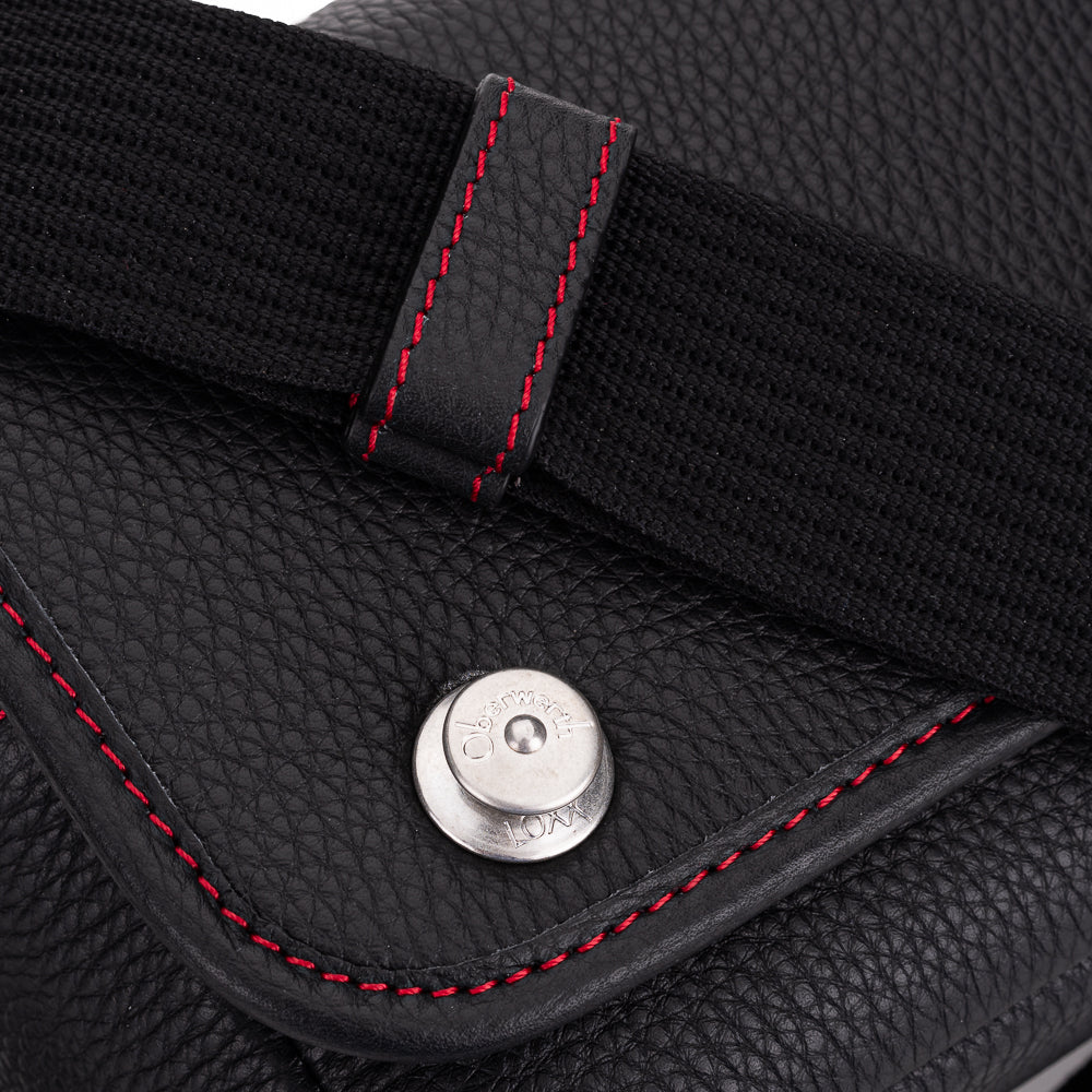 Oberwerth Charlie 2 Extra Small Leather Camera Bag & Insert - Black with Red Stitching | Compact DSLR & Mirrorless Camera Case for Travel & Photography Enthusiasts