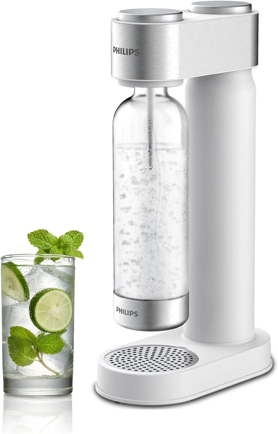 Philips Stainless Steel Sparkling Water Maker with 2 Carbonating Bottles (1L Twin Pack) - Perfect for Home, Office & Parties | Effervescent Drink Solution