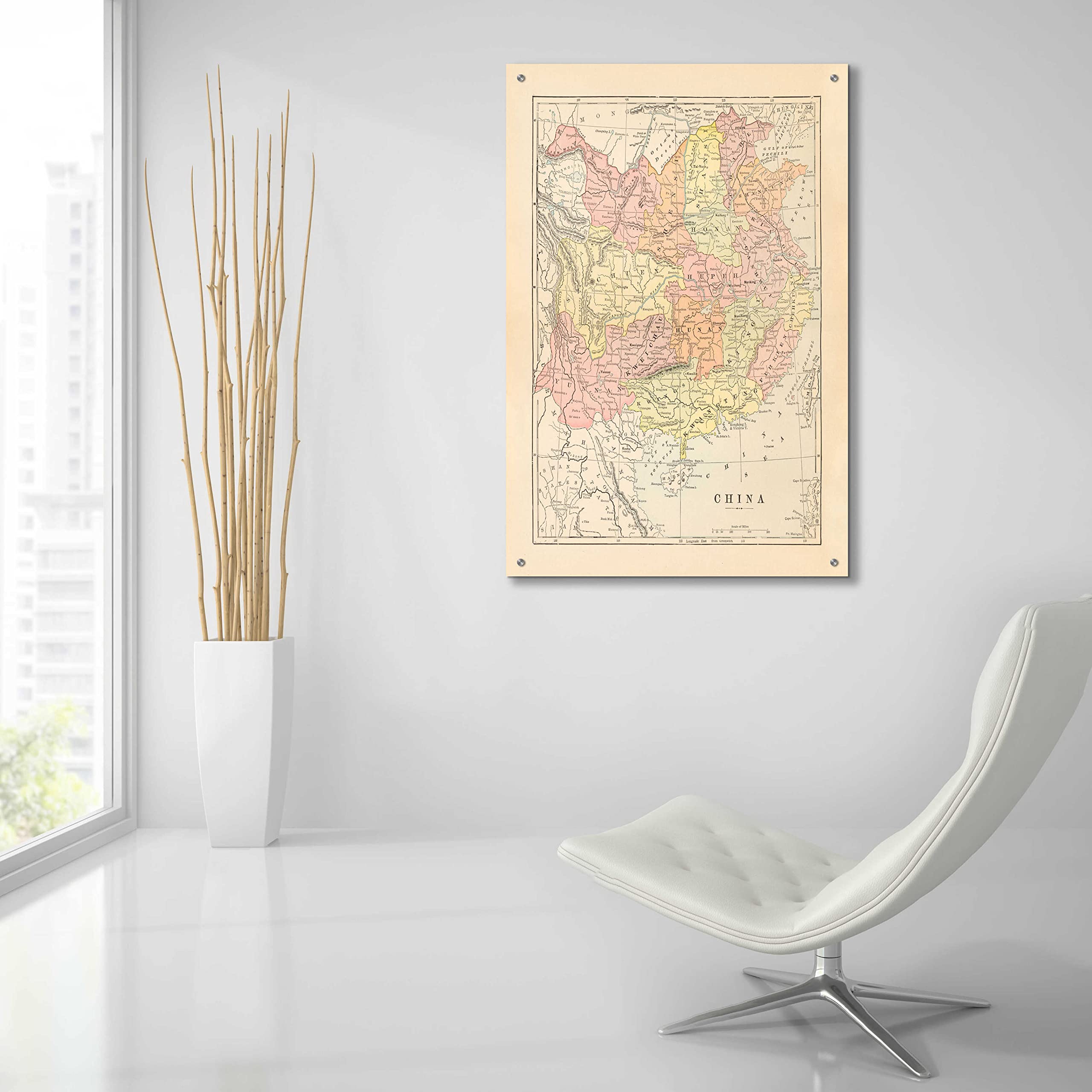 Epic 'Map of China' Wall Art Print by Wild Apple Portfolio - 24x36 Inch Acrylic Glass Framed Decor for Living Room, Office & Asian-Themed Spaces