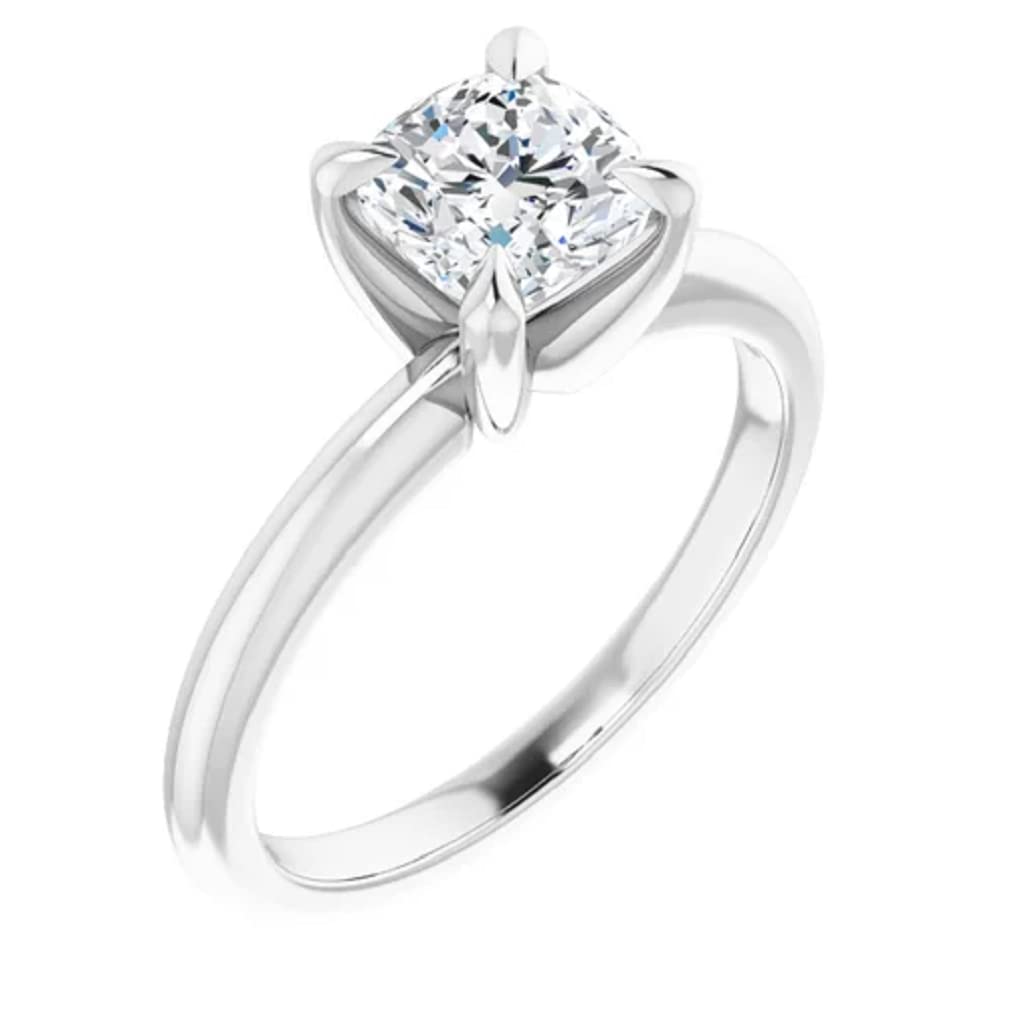 10K Solid White Gold Handmade Engagement Ring - 1.0 CT Cushion Cut Moissanite Diamond Solitaire Wedding Band for Women - Perfect for Proposals, Anniversaries & Bridal Jewelry Gifts