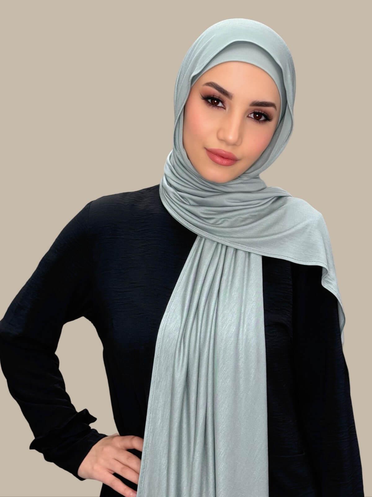 Premium Jersey Hijab in Stone Green - Soft & Breathable Muslim Headscarf for Women - Perfect for Daily Wear, Prayer, and Special Occasions