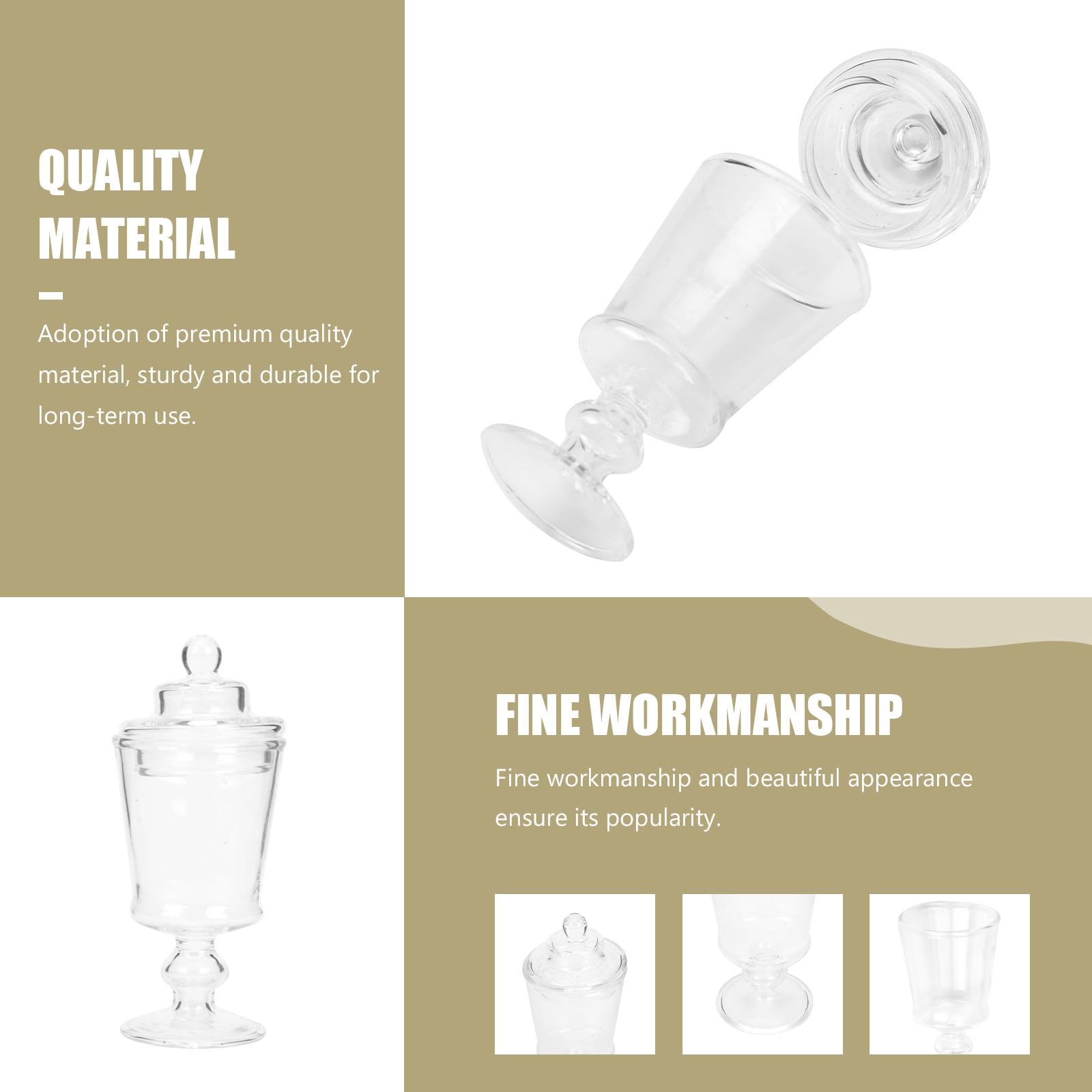 Mini Clear Glass Apothecary Jars - 1:12 Scale Miniature Candy Canisters for Dollhouse, Wedding Buffet & Candy Display - Elegant Storage Jars for Home Decor, Party Favors and DIY Crafts