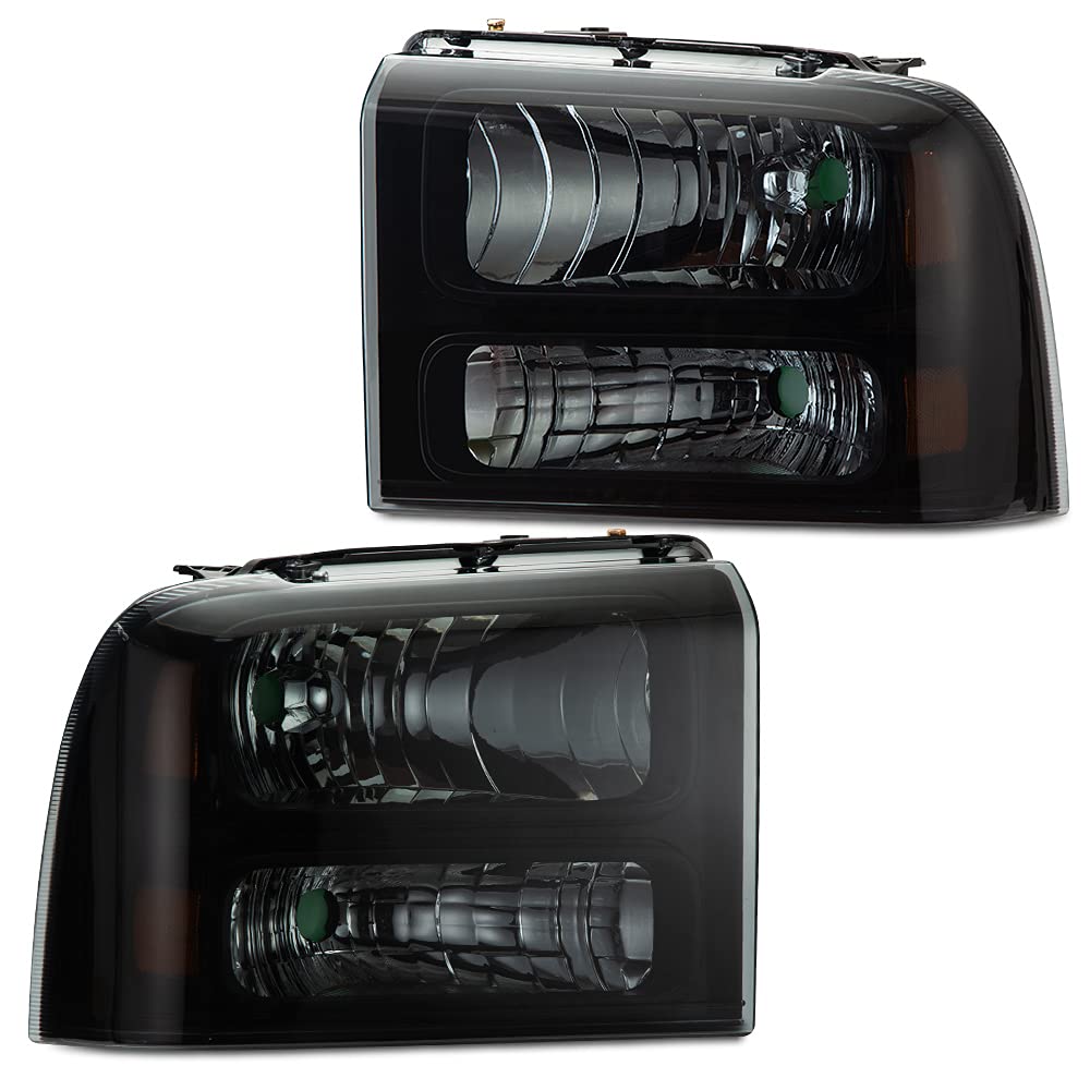 Ford F250 F350 Headlights 2005-2007 - Smoked Lens for Super Duty Trucks - Off-Road & Night Driving