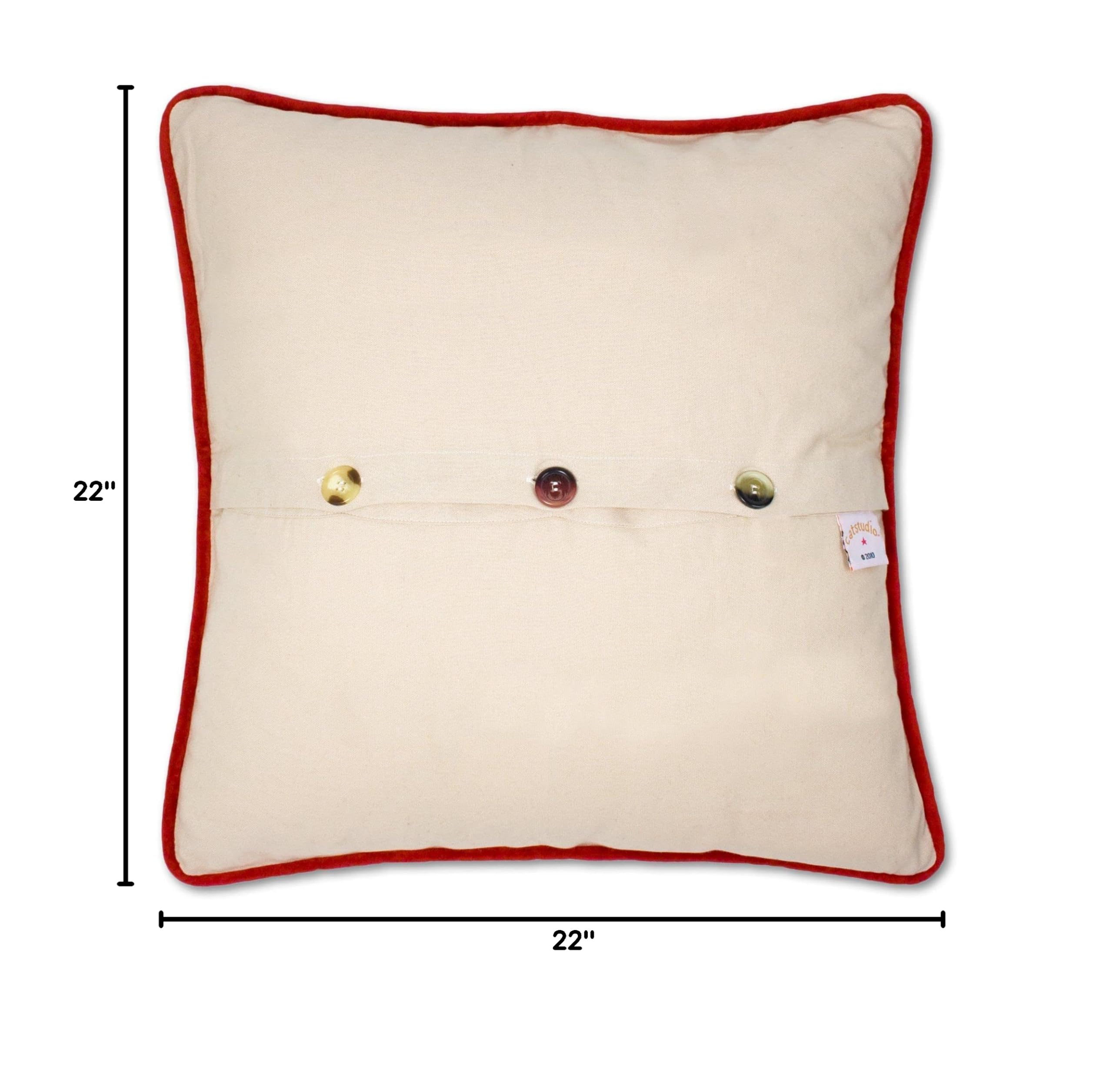 Catstudio 12 Days of Christmas Embroidered Throw Pillow - Holiday Home Decor with Original Artwork | Perfect for Christmas Tree Skirt, Fireplace Mantel & Cozy Living Room Decorations