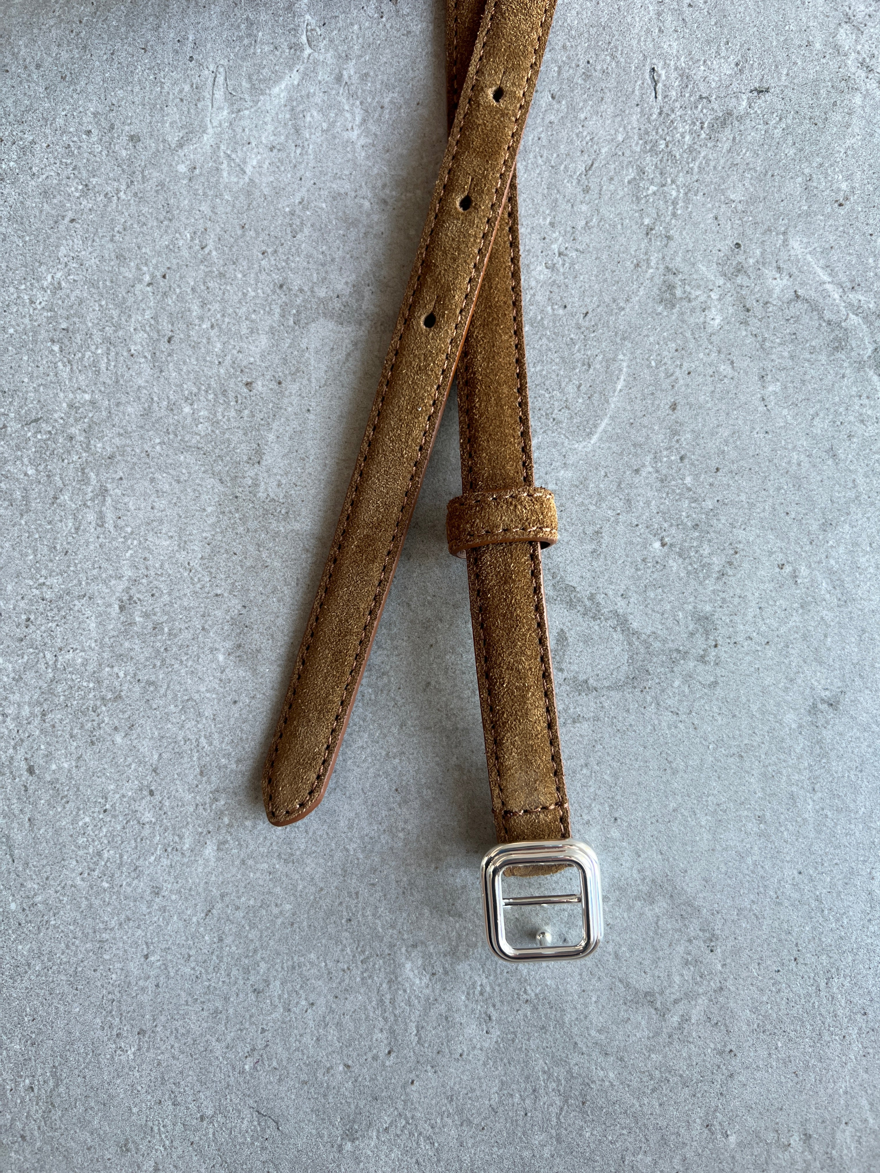 Georgia Slim Suede Belt for Men - Genuine Leather Waistband - Adjustable Brown Dress Belt for Casual & Formal Wear - Perfect for Office, Business, and Special Occasions
