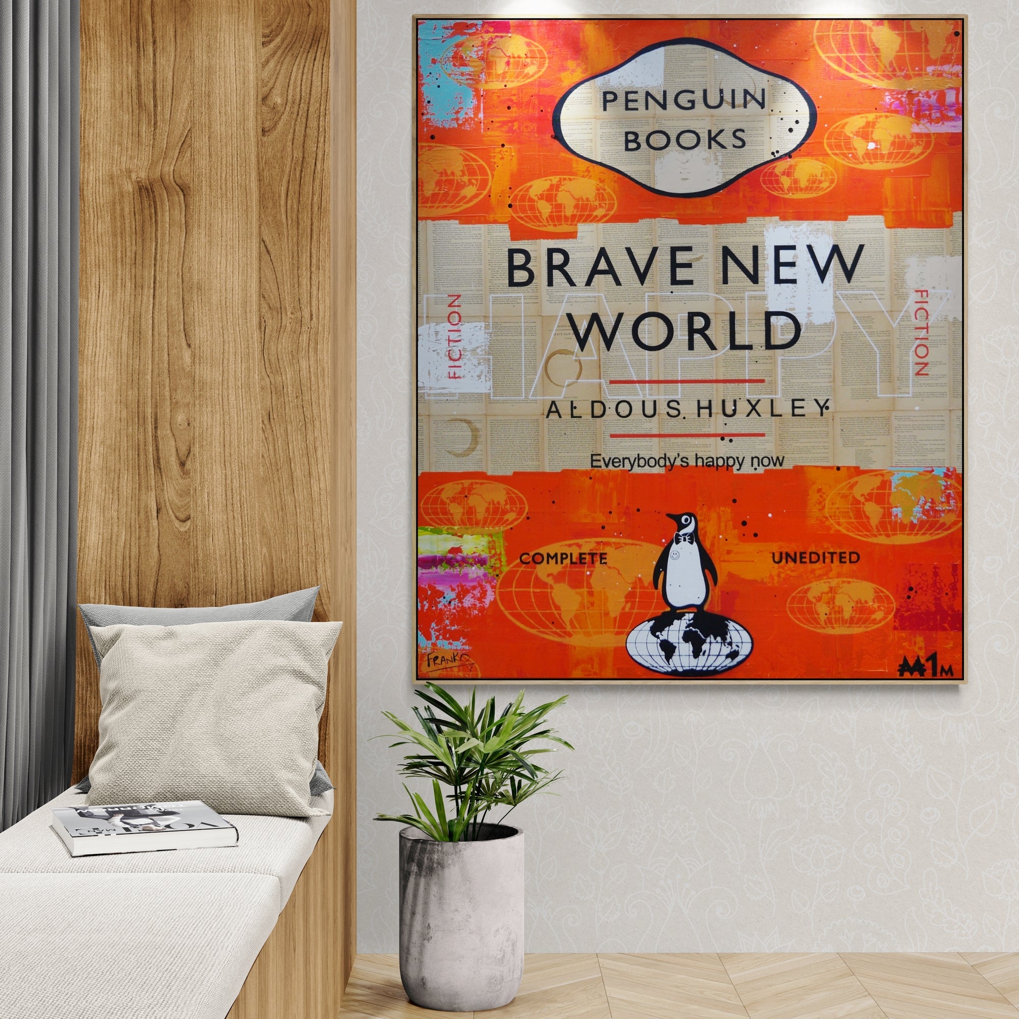 Urban Pop Book Club Painting - 47x39 Inch Modern Art Canvas Wall Decor for Living Room, Bedroom & Office | Brave 120cm x 100cm Abstract Artwork